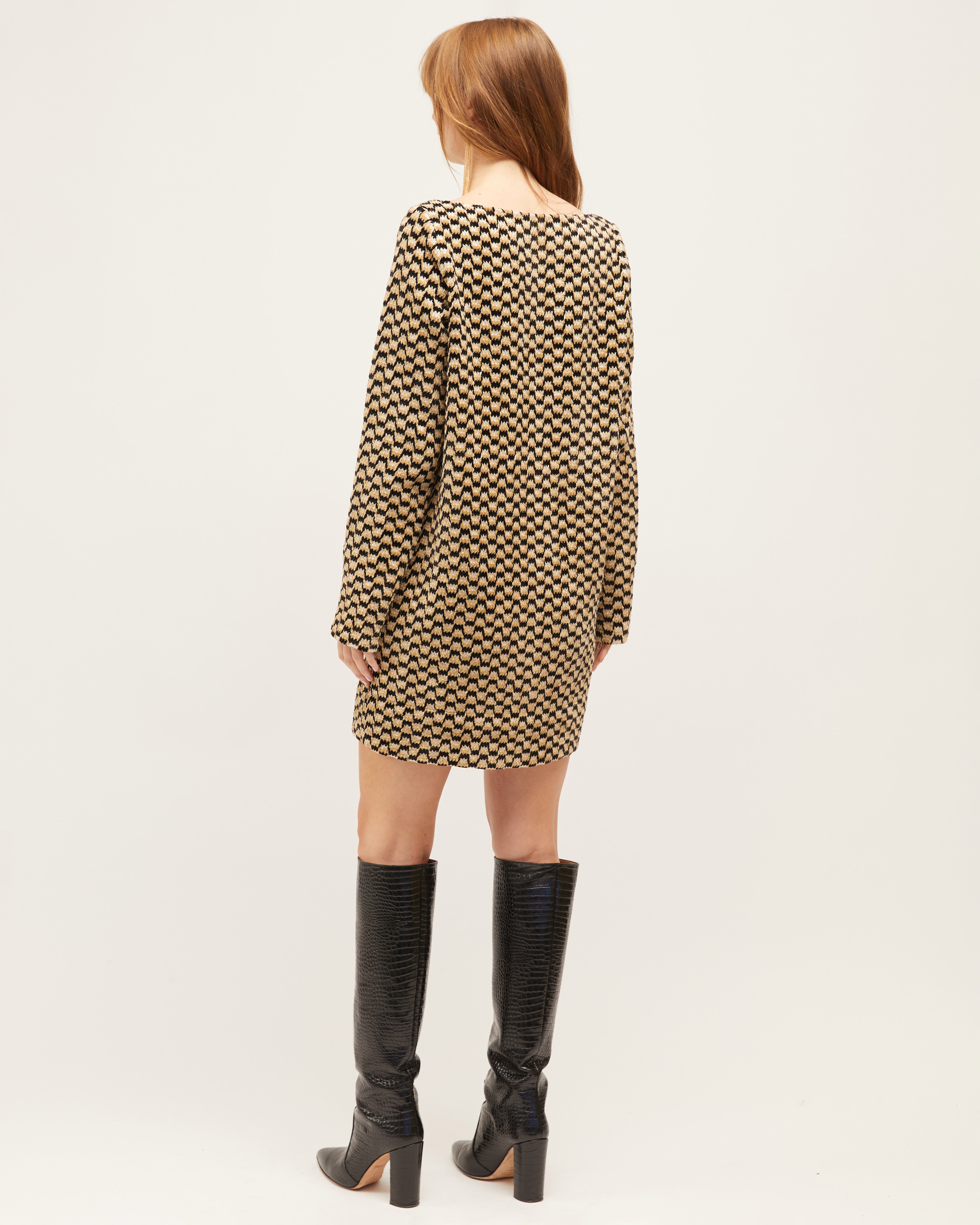 Coco Dress | Zig-Zag Velvet $360