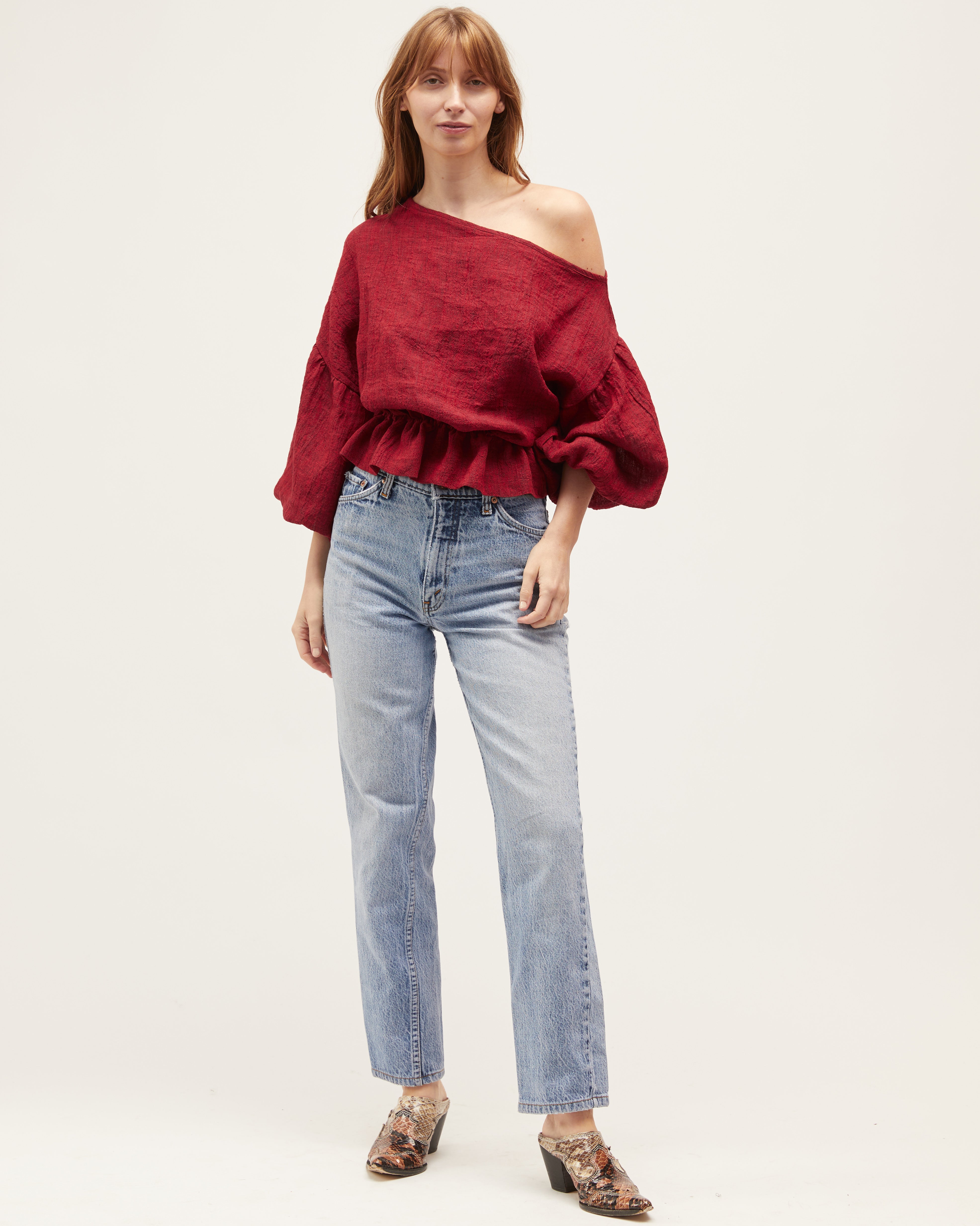 Anna Frill Blouse | Red Shot $245