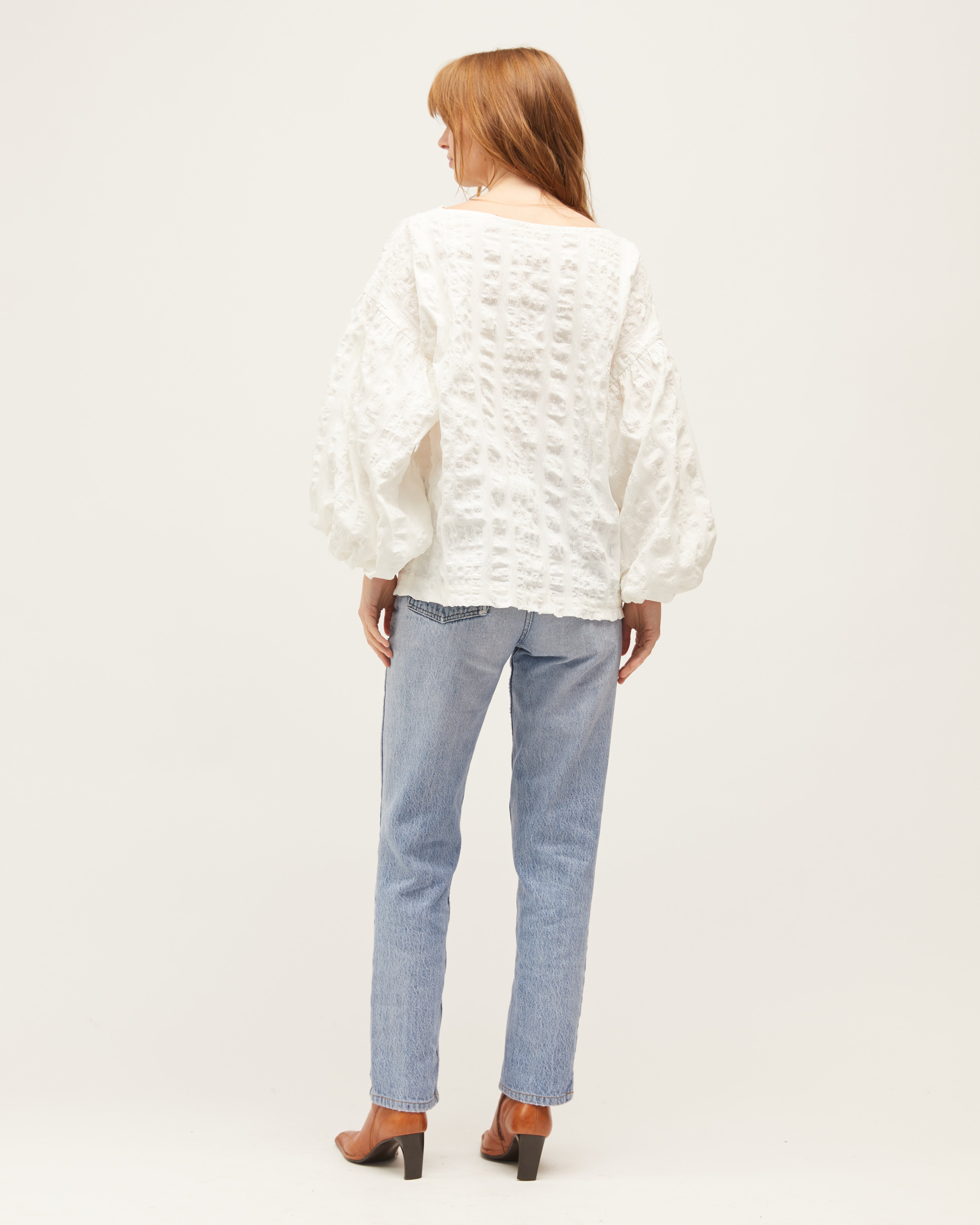 Bella Blouse | Ivory Raised Plaid $269