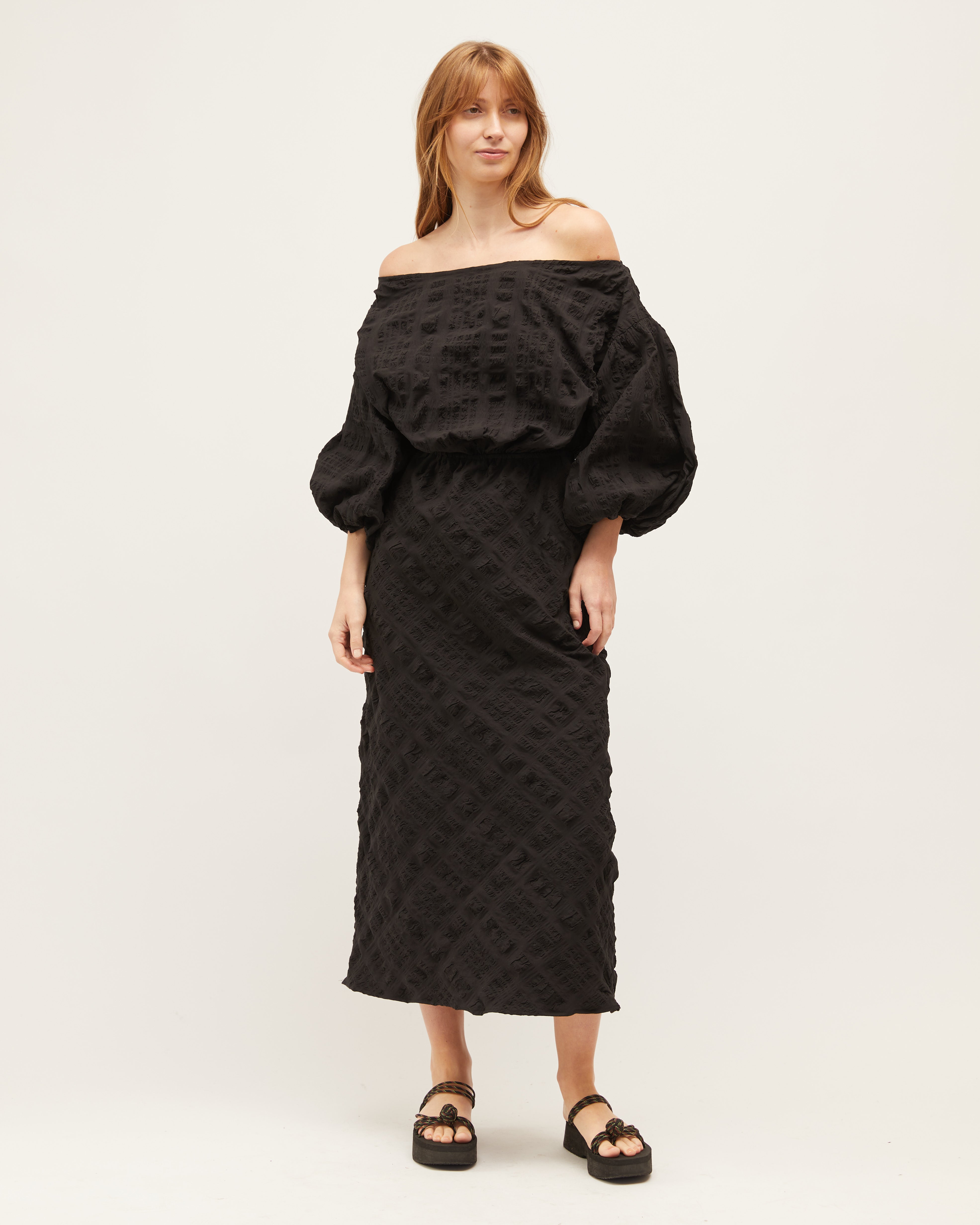 Lara Dress | Black Raised Plaid $360