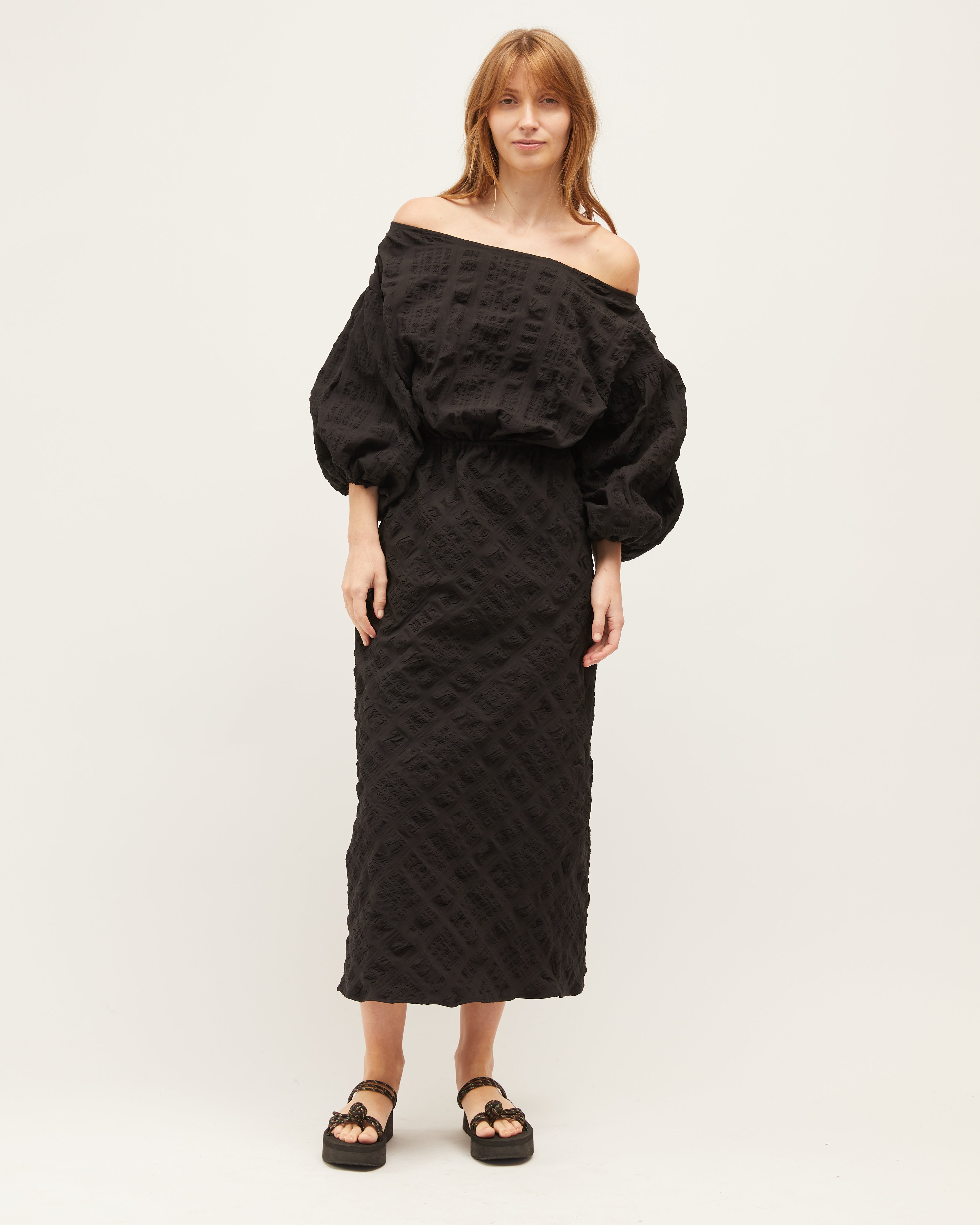 Lara Dress | Black Raised Plaid $360