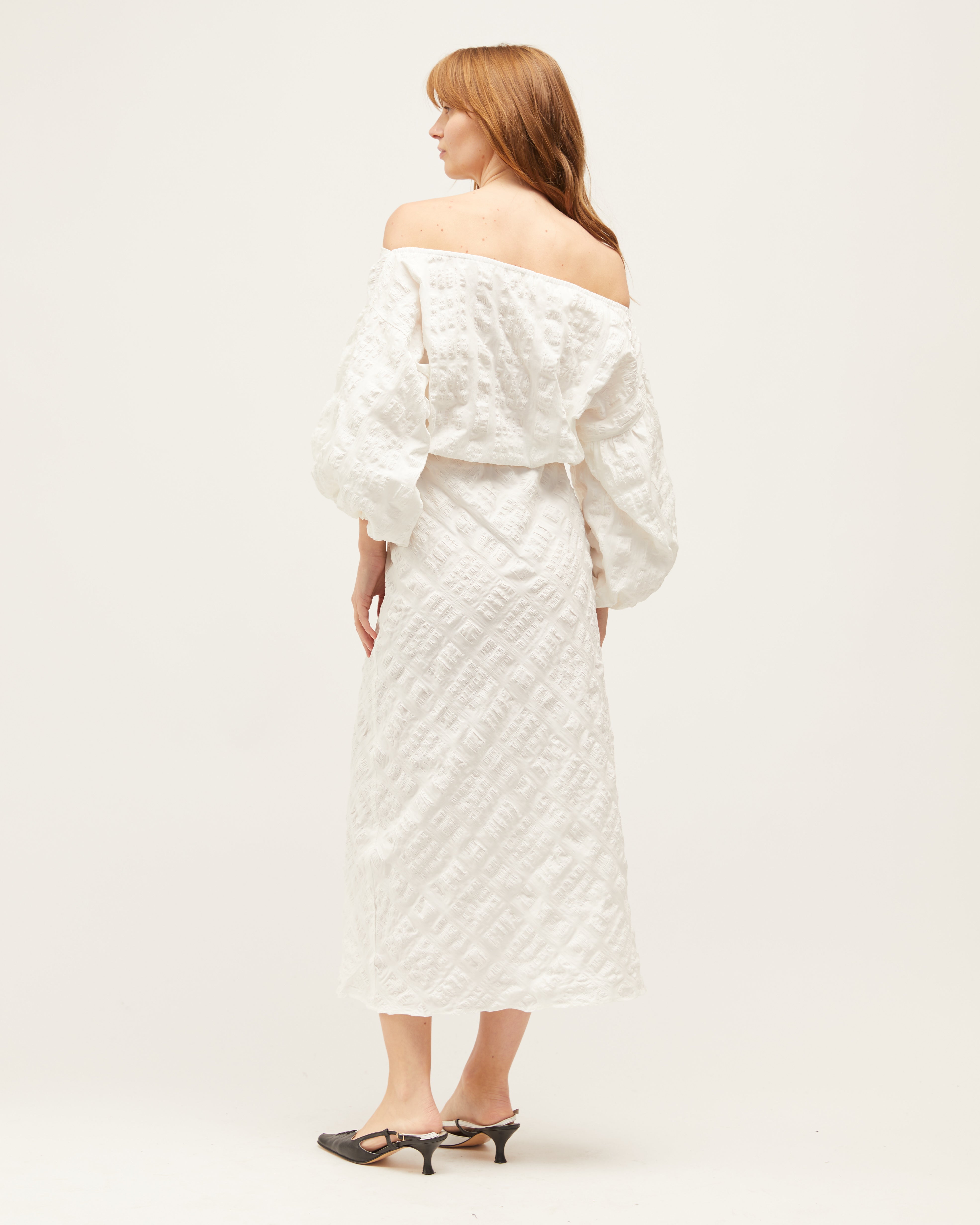 Lara Dress | Ivory Raised Plaid $360