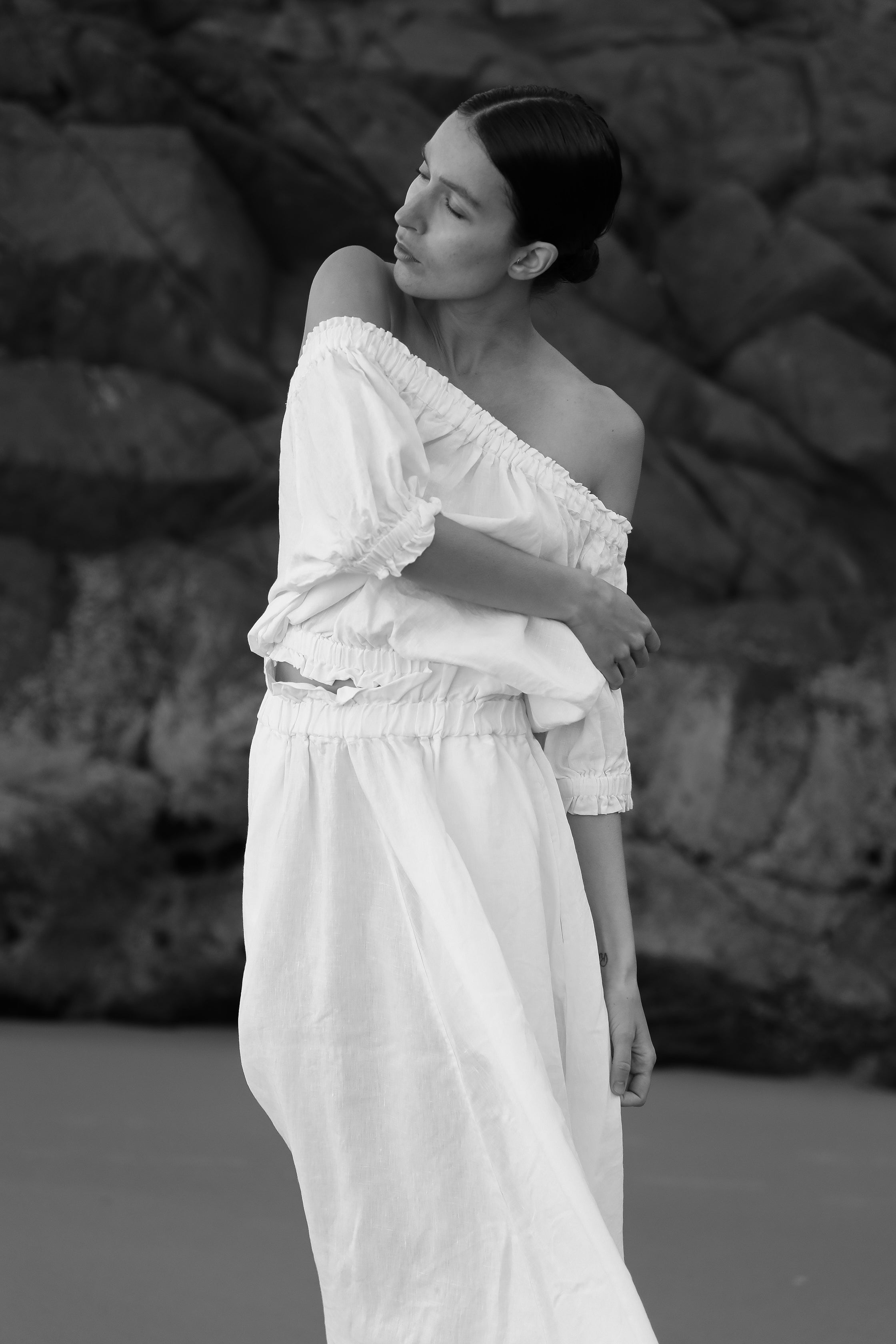 Ruffle Linen Top | Sundae White $215