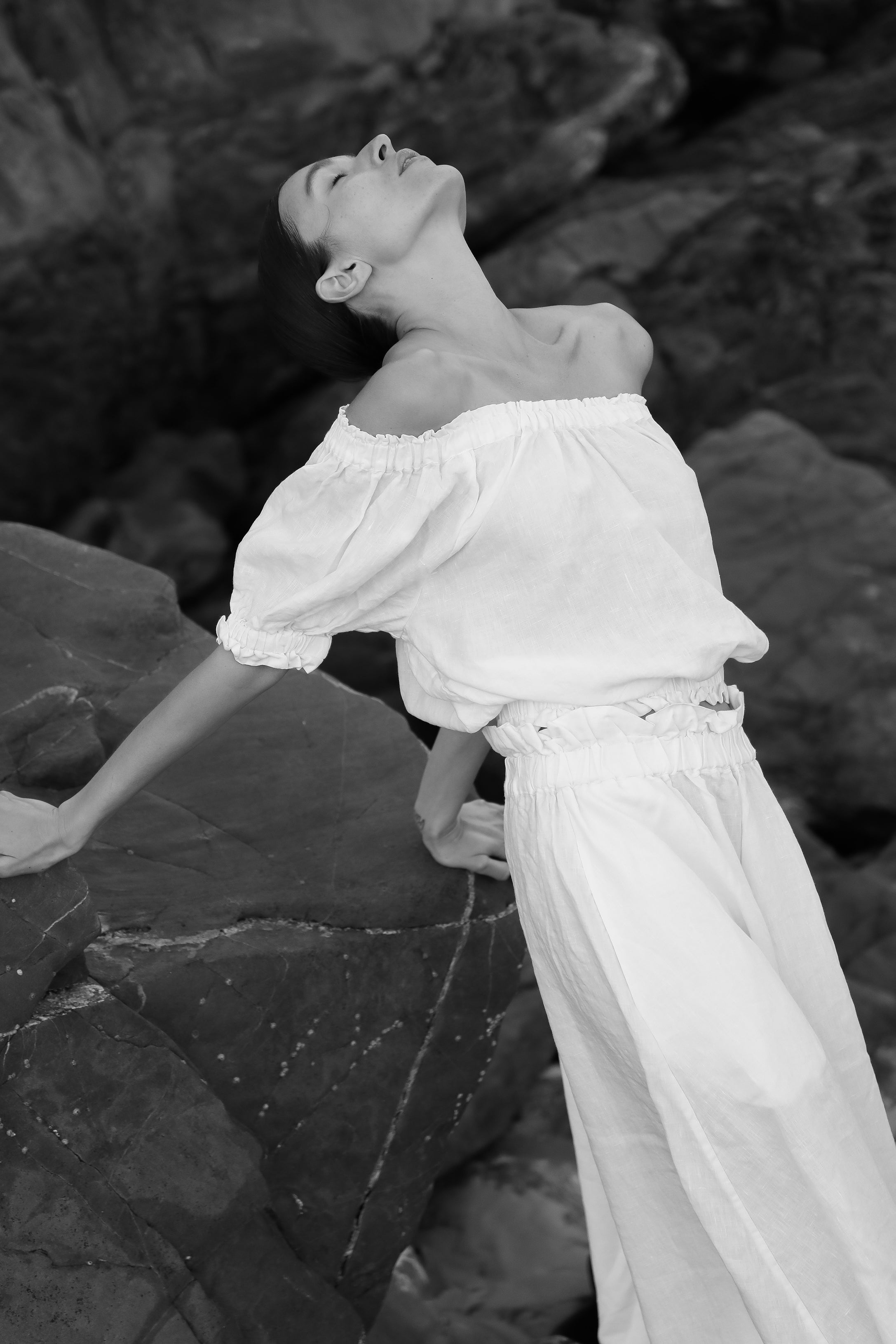 Ruffle Linen Top | Sundae White $215