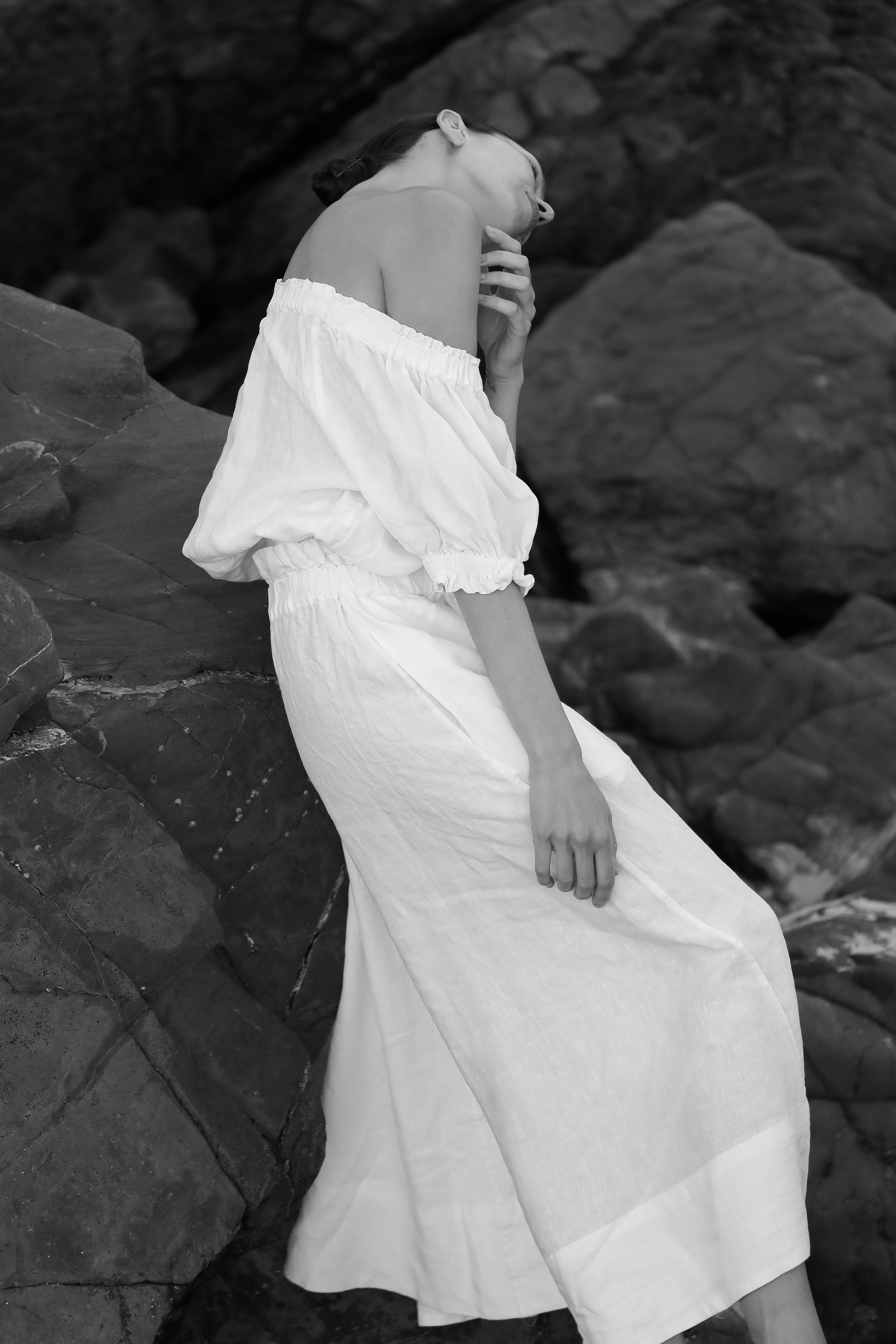 Ruffle Linen Maxi Skirt | Sundae White $260