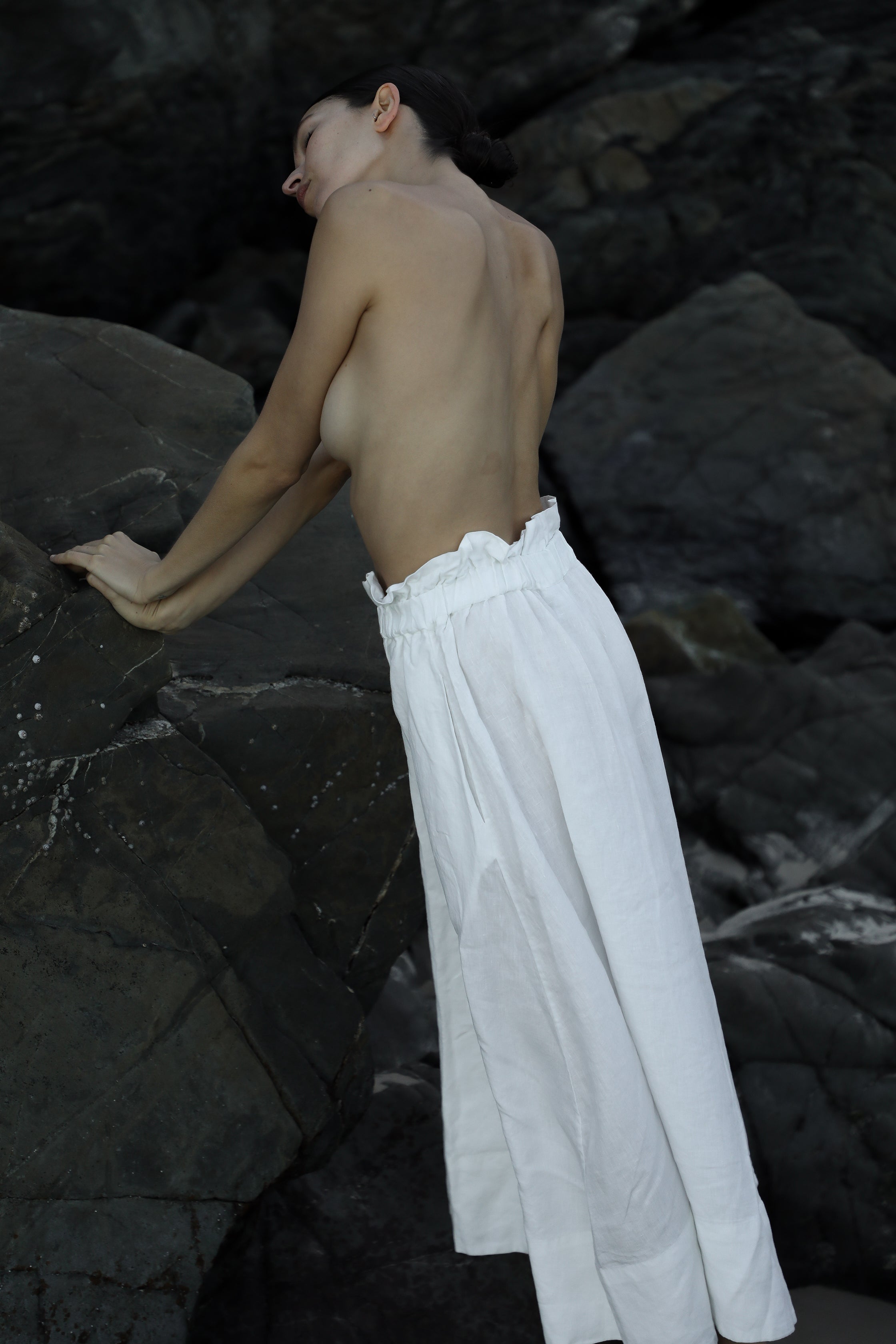 Ruffle Linen Maxi Skirt | Sundae White $260