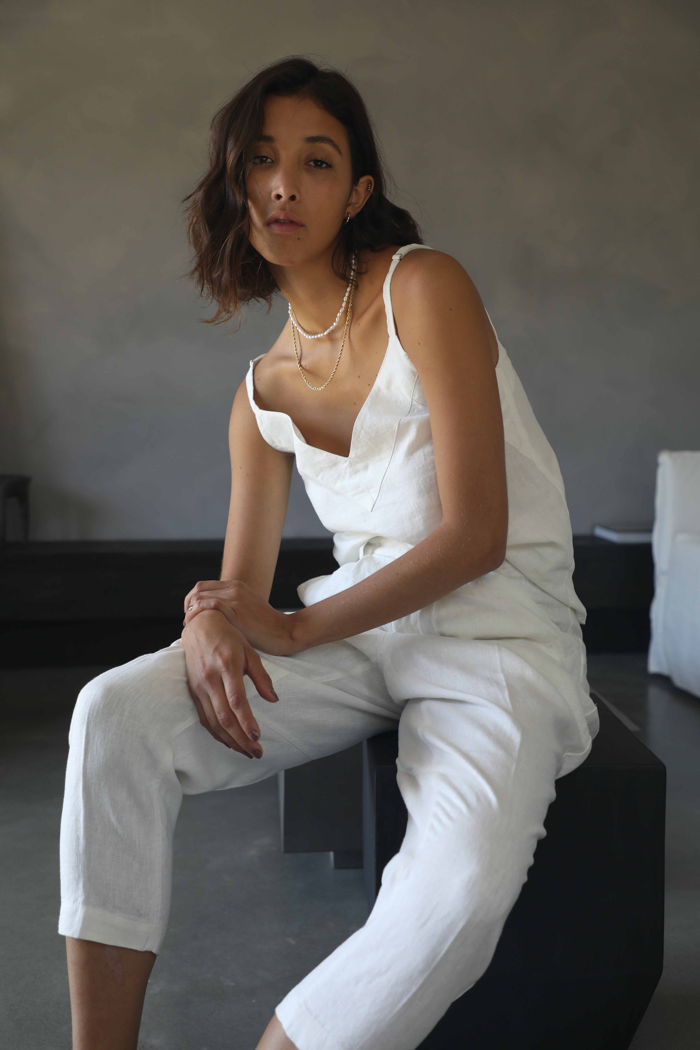 TIMELESS | V Neck Cami | Sundae White $190