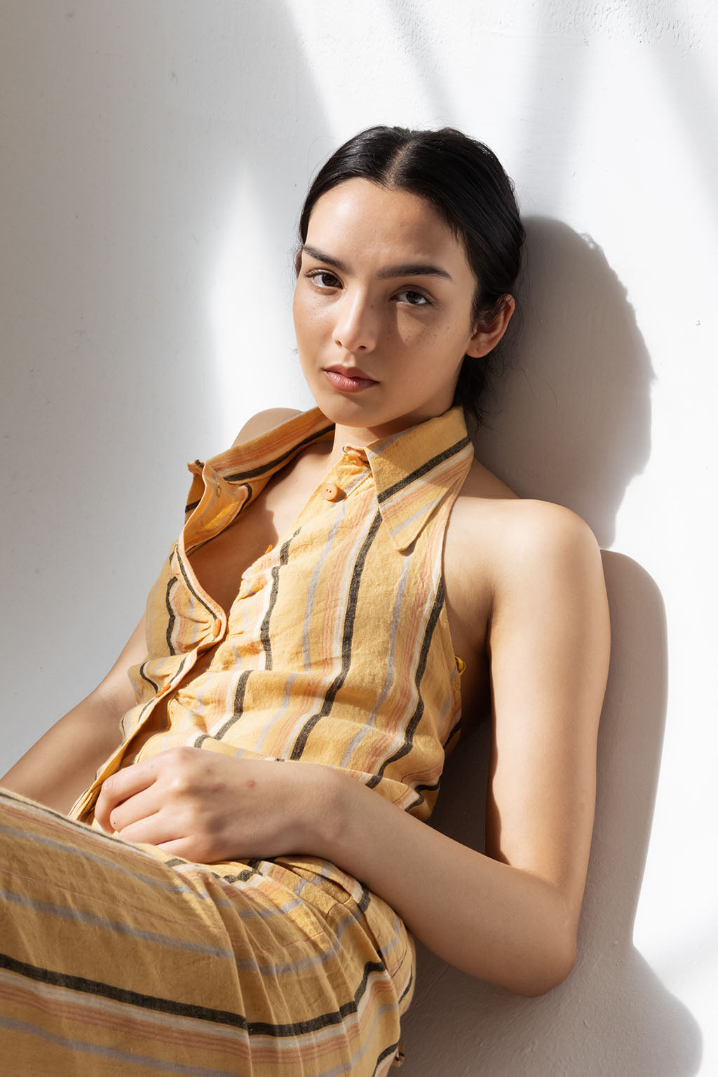 Mame Halter Shirt | Earth Stripe $245