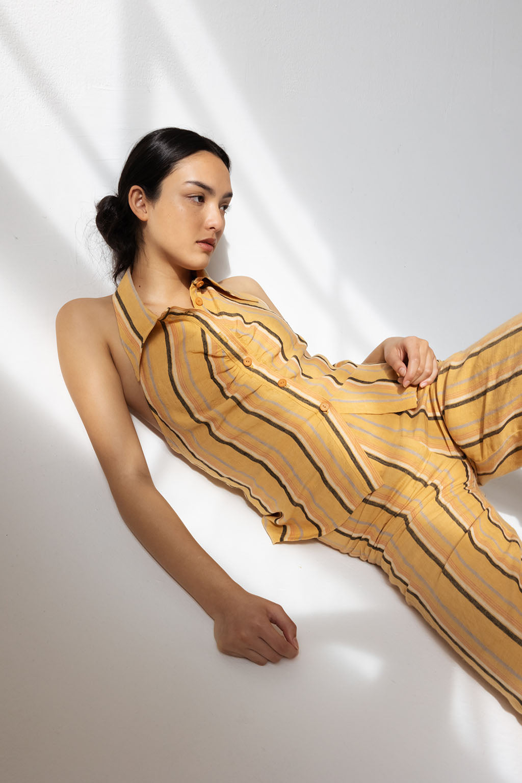 Mame Halter Shirt | Earth Stripe $245