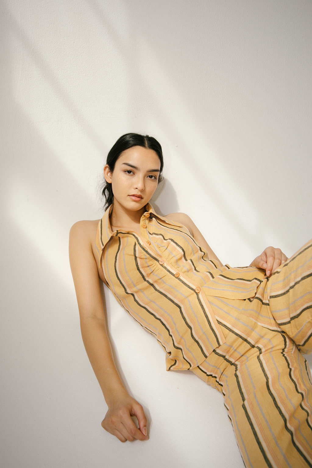Mame Halter Shirt | Earth Stripe $245