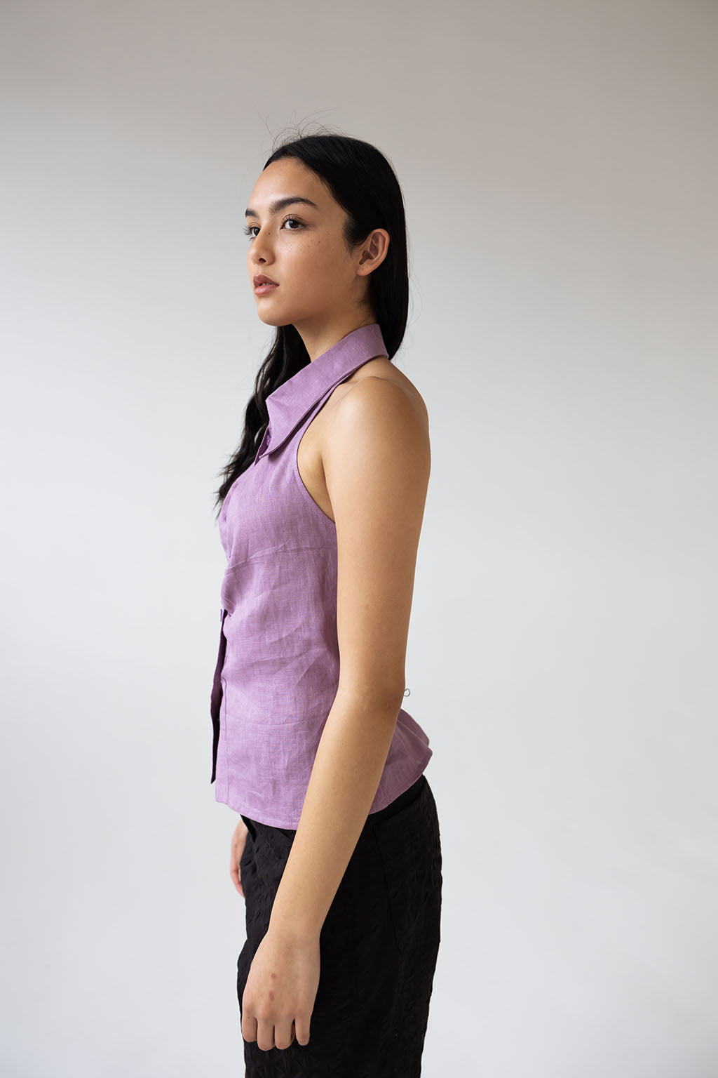 Mame Halter Shirt | Lilac $245