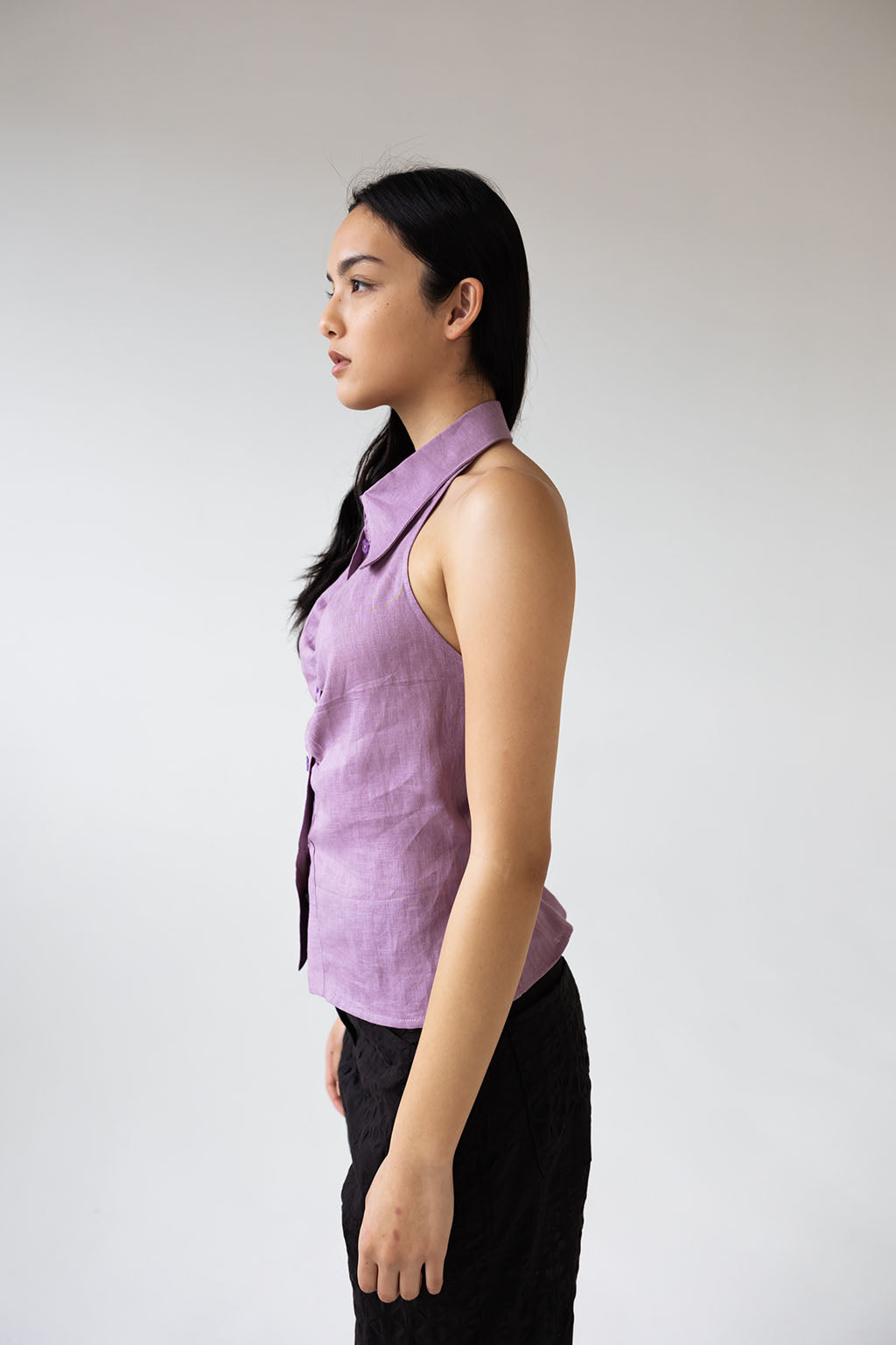 Mame Halter Shirt | Lilac $245