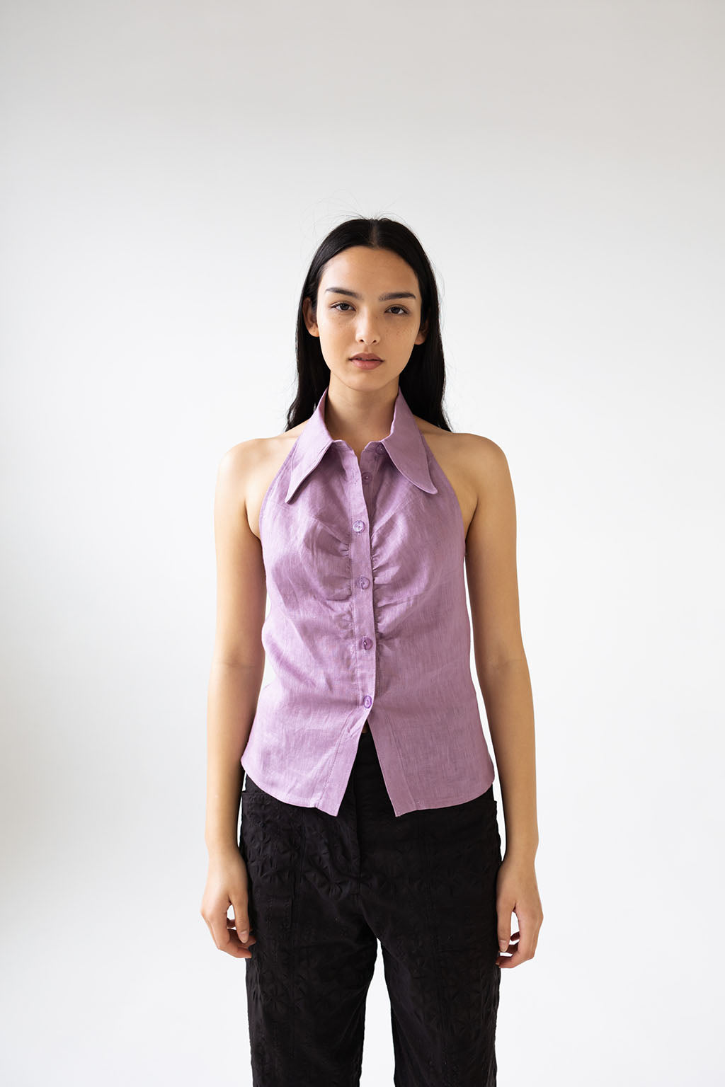 Mame Halter Shirt | Lilac $245