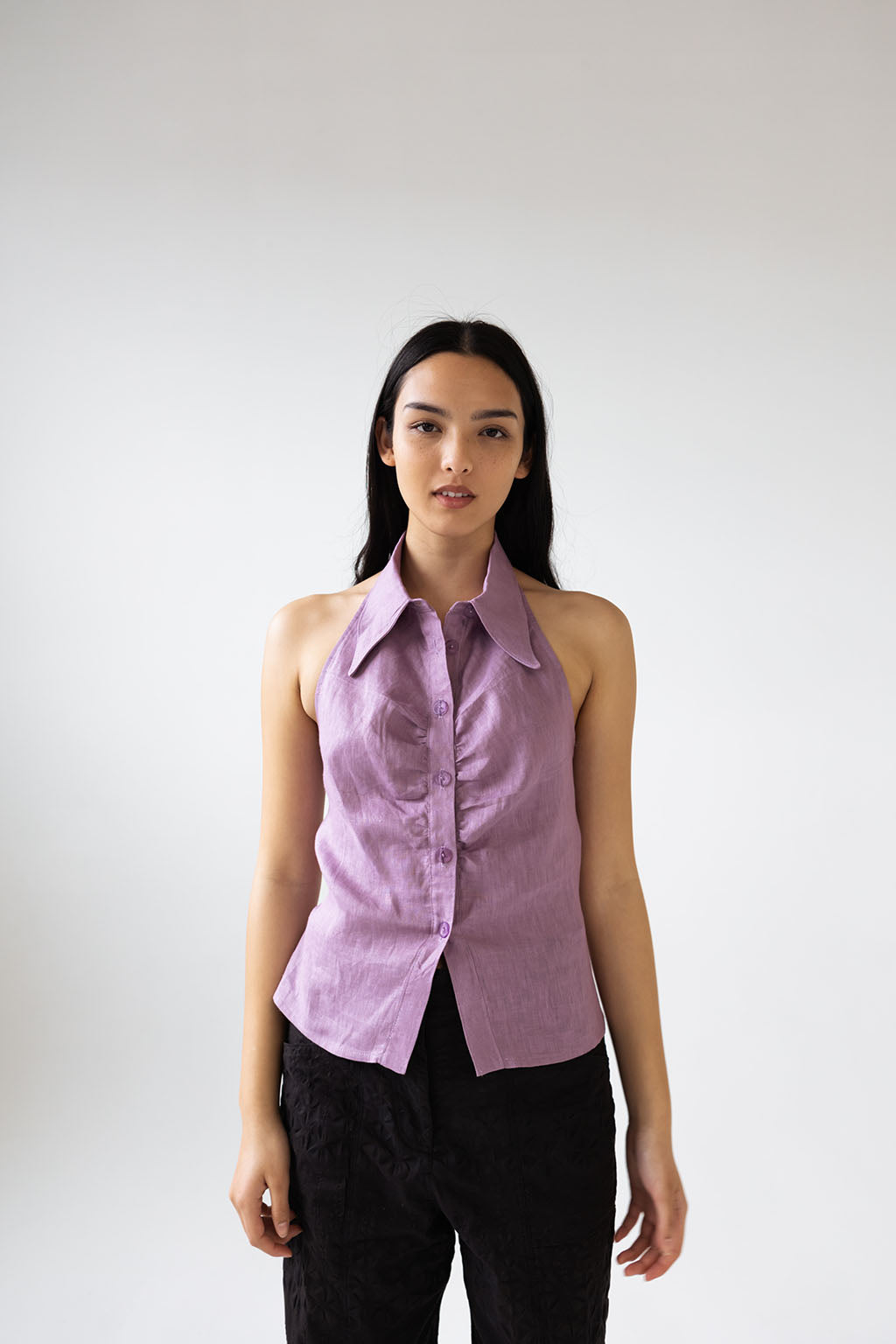 Mame Halter Shirt | Lilac $245