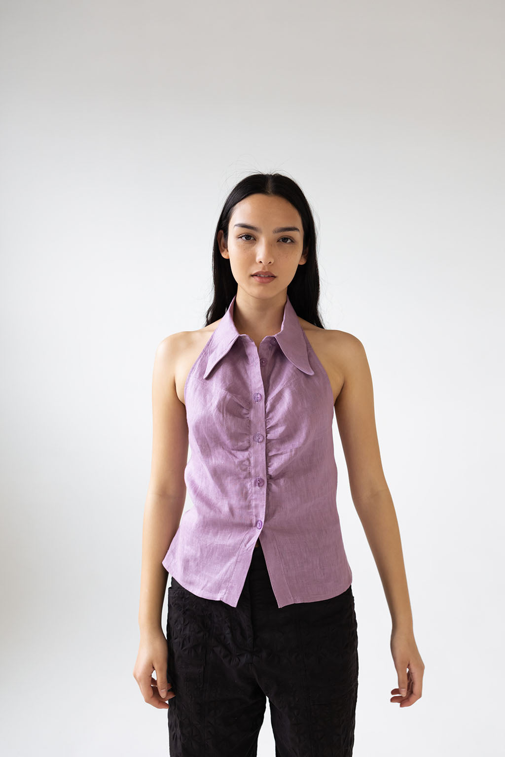 Mame Halter Shirt | Lilac $245