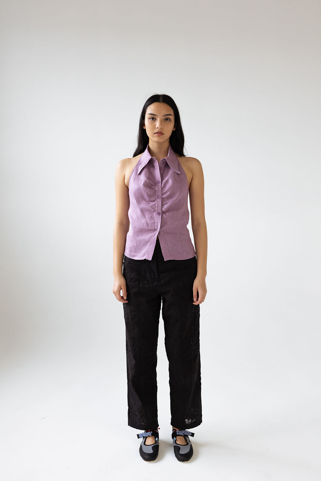 Mame Halter Shirt | Lilac $245