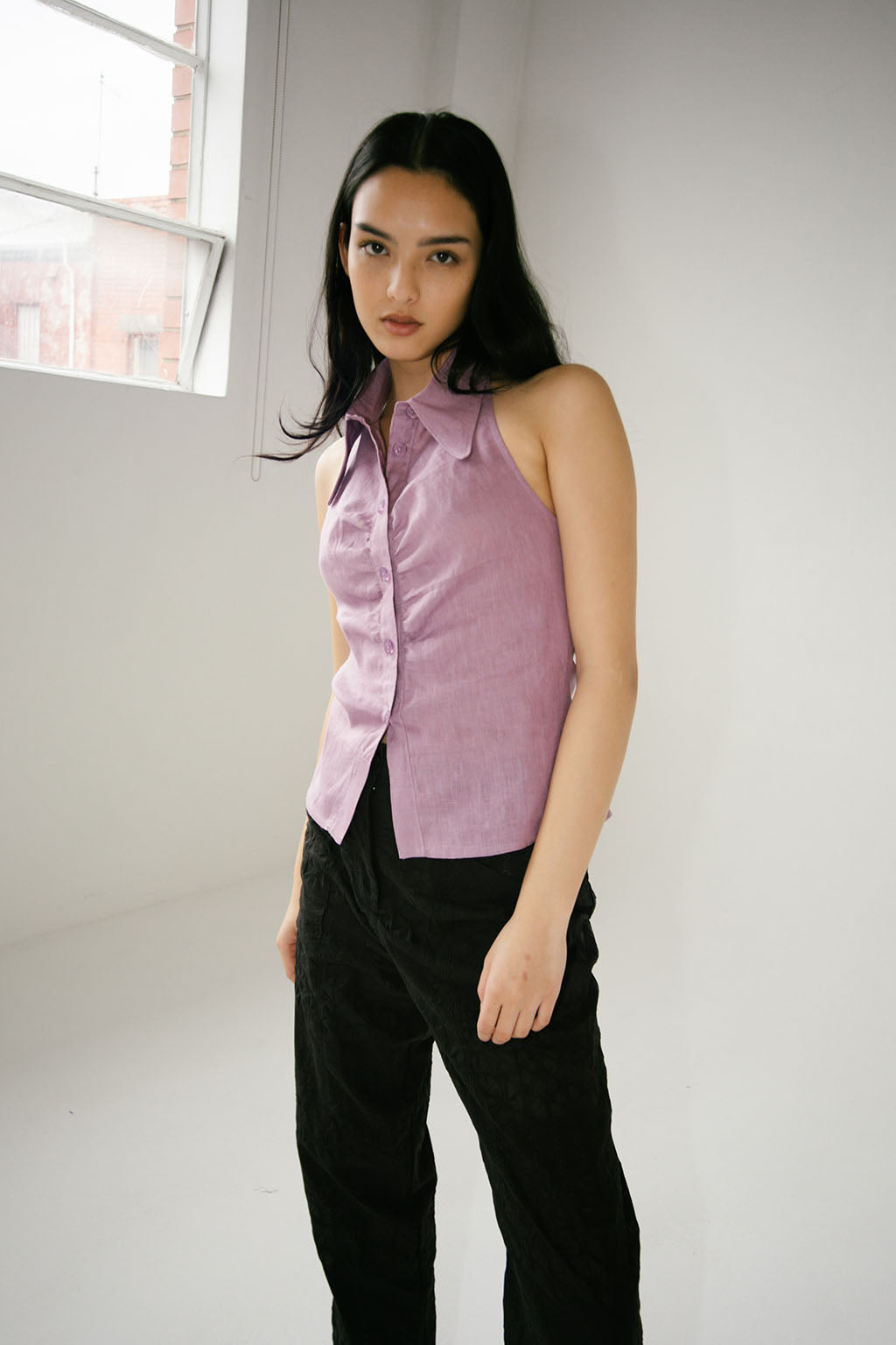 Mame Halter Shirt | Lilac $245
