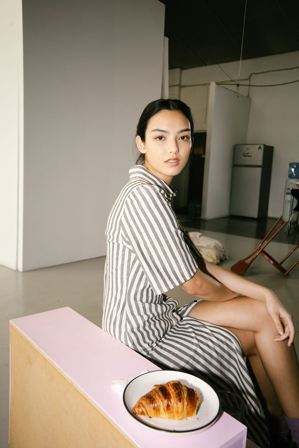 Mari Dress | Charcoal Stripe $395