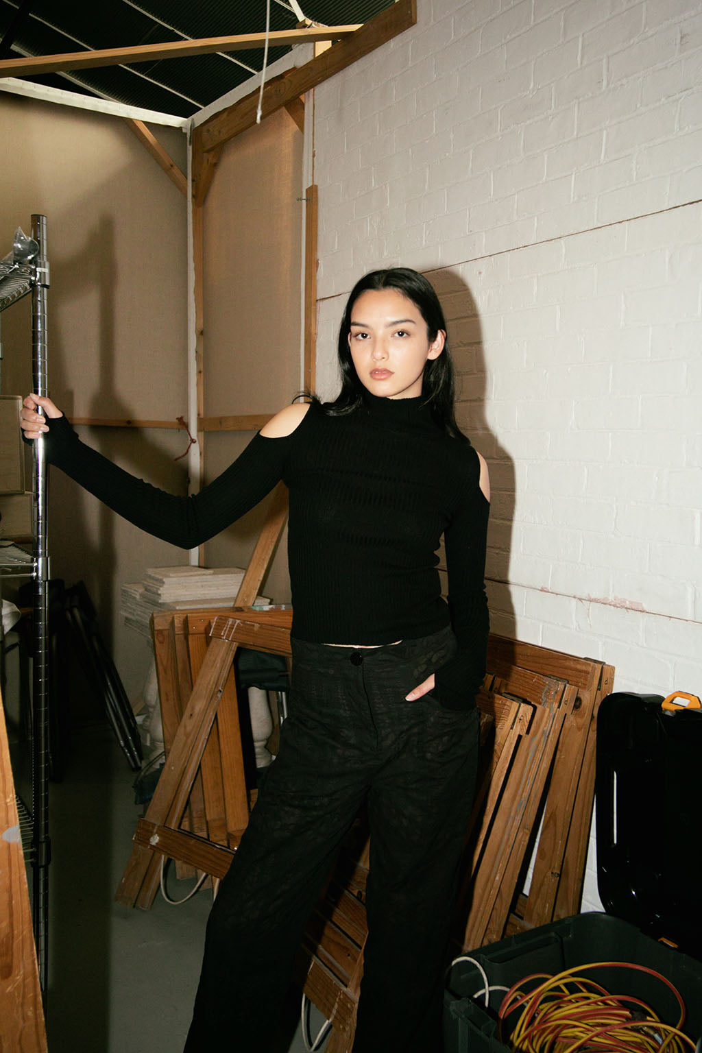 Noya Cold Shoulder Knit | Black $260