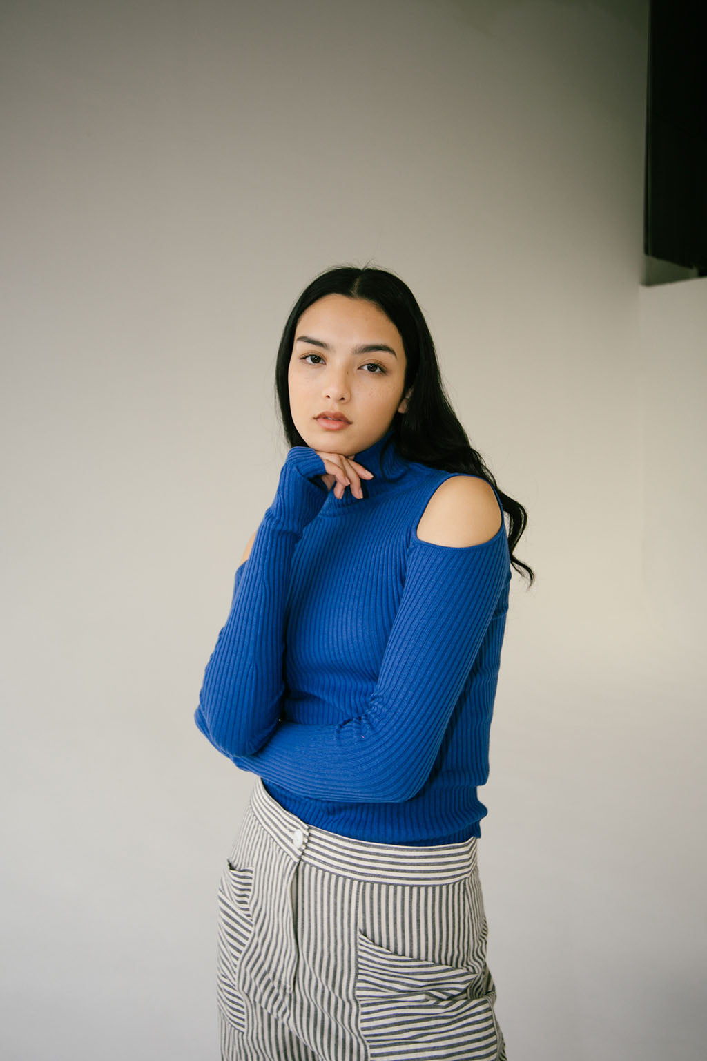 Noya Cold Shoulder Knit | Sapphire $260