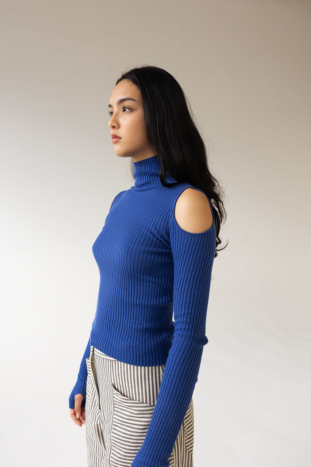Noya Cold Shoulder Knit | Sapphire $260