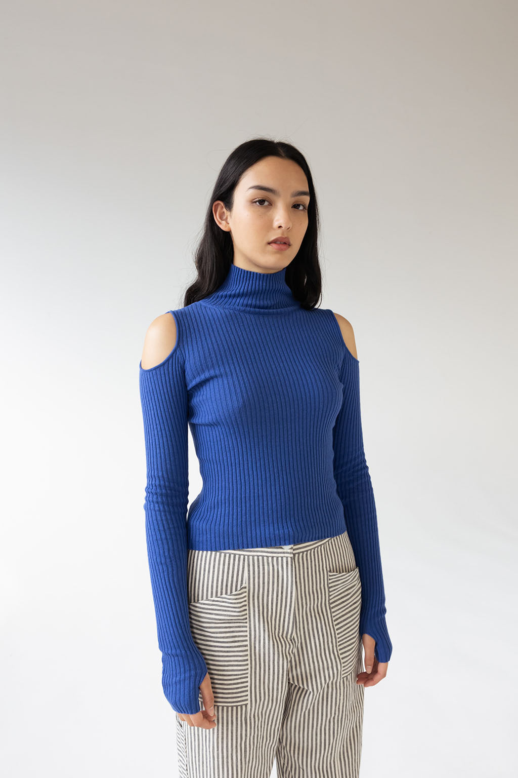 Noya Cold Shoulder Knit | Sapphire $260