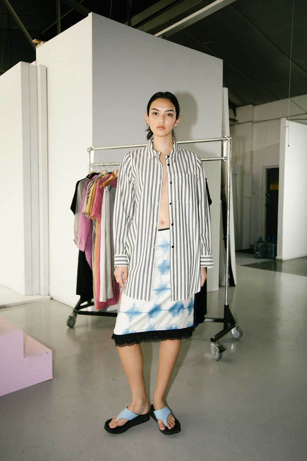 Paola Shirt | Charcoal Stripe $295