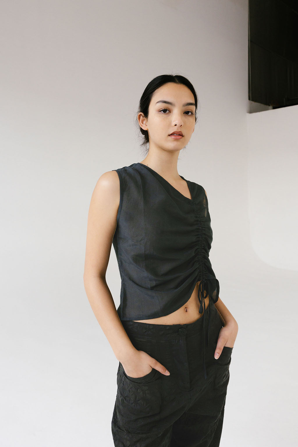Rosie Sleeveless Shirt | Black $250