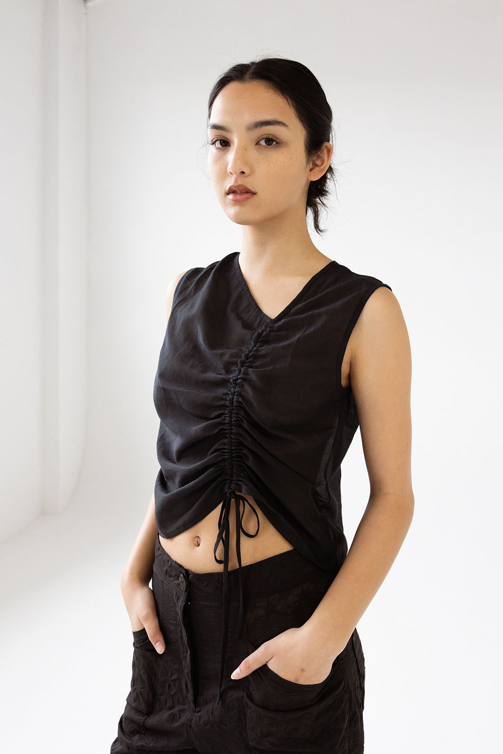 Rosie Sleeveless Shirt | Black $250