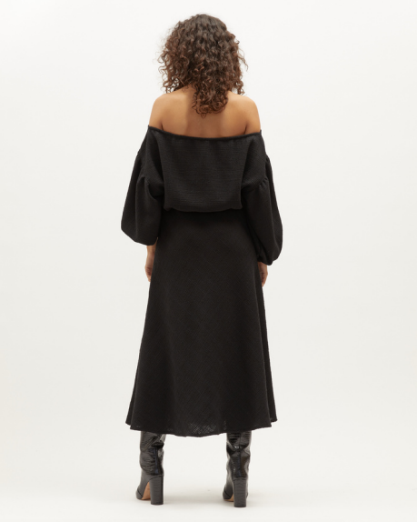Louie Dress | Black Tweed $340