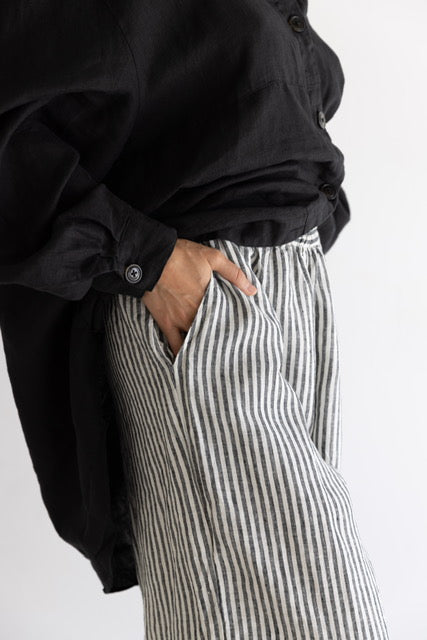 Wide Leg Relaxed Pant | Charcoal Stripe $280