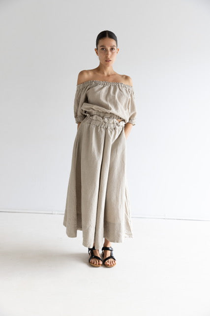 Ruffle Linen Maxi Skirt | Natural $260