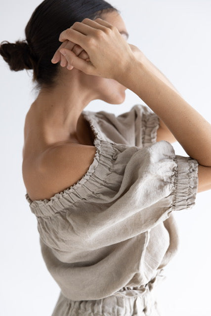 Ruffle Linen Top | Natural $215