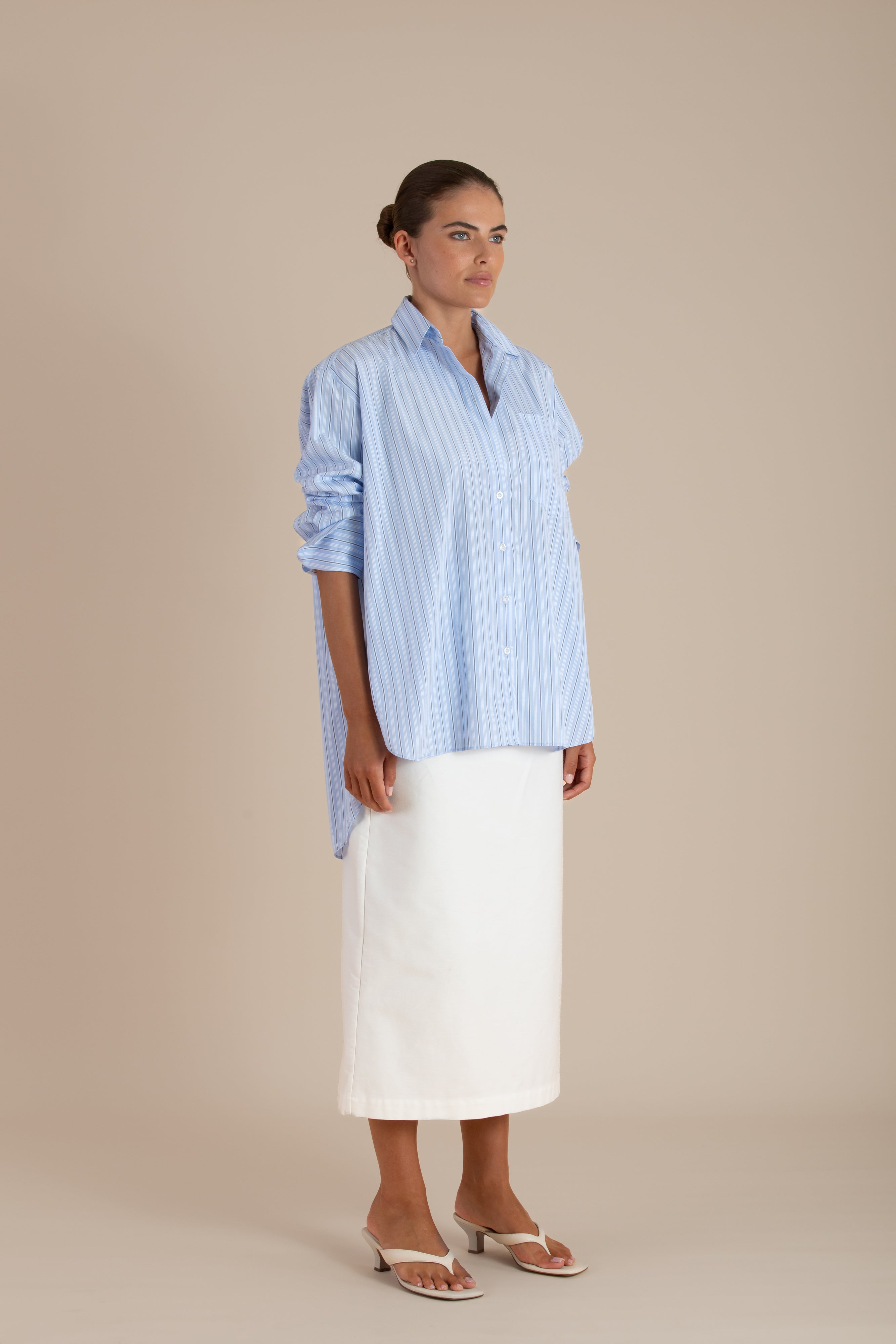 The Mira Shirt | Sky/White/Black $280