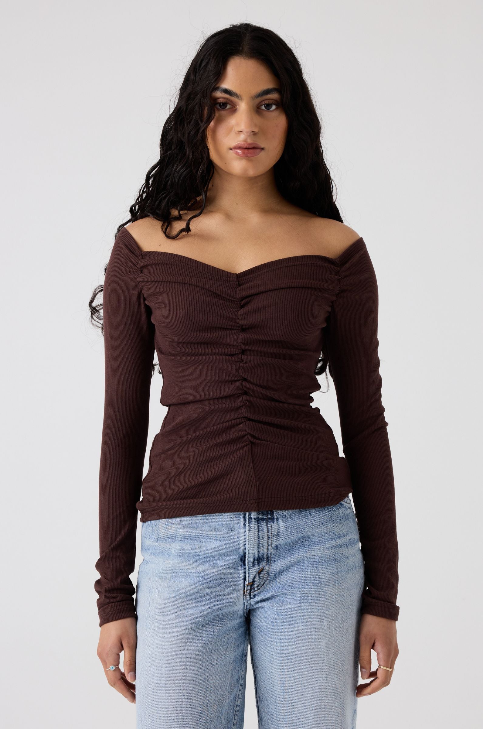 Luella Long Sleeve Top | Chocolate Rib $209