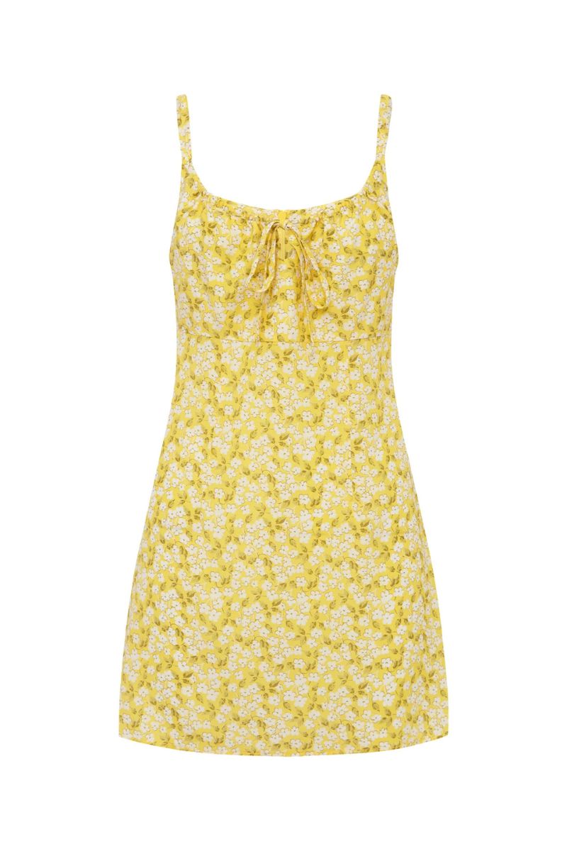 Empire Line Mini Silk Dress | Limone $259