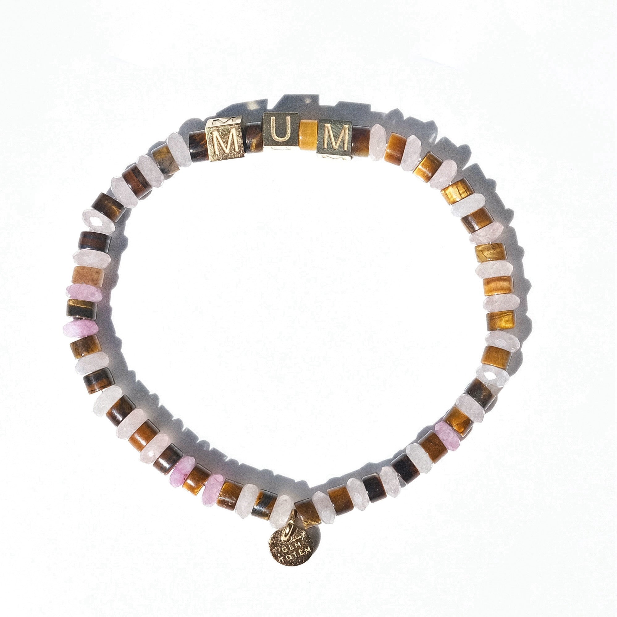 Heart to Heart Edit | Mum Bracelet | Pink Quartz + Tiger Eye | $165