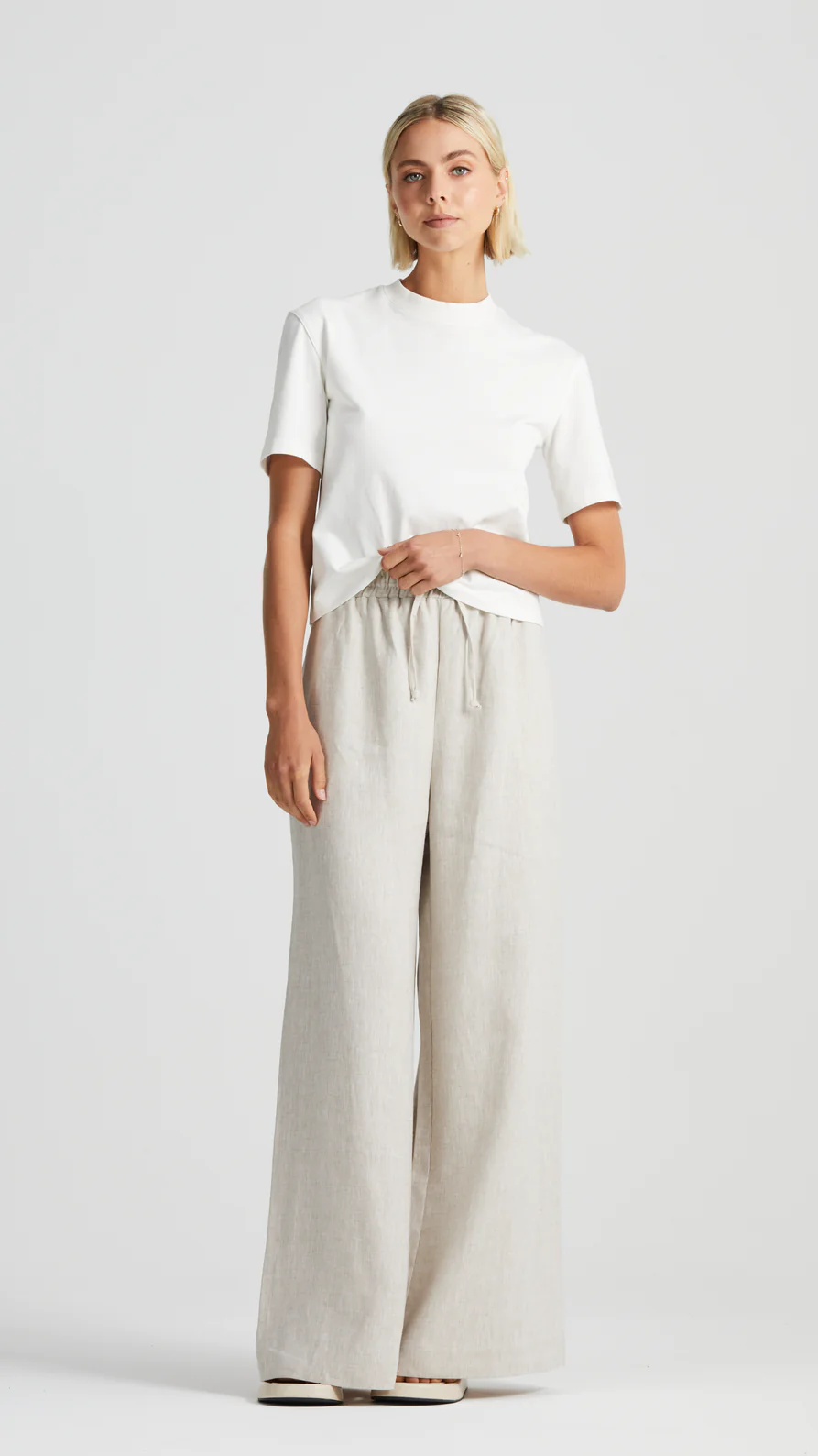 CORE | Essential Wide Leg Pant | Ecru Linen $409