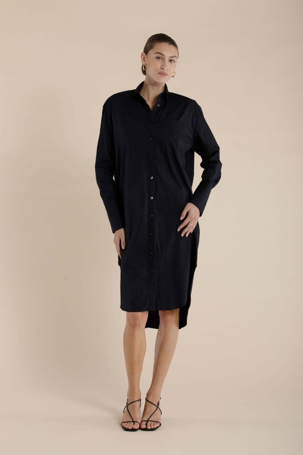 The Kinsley Shirtdress | Black $320