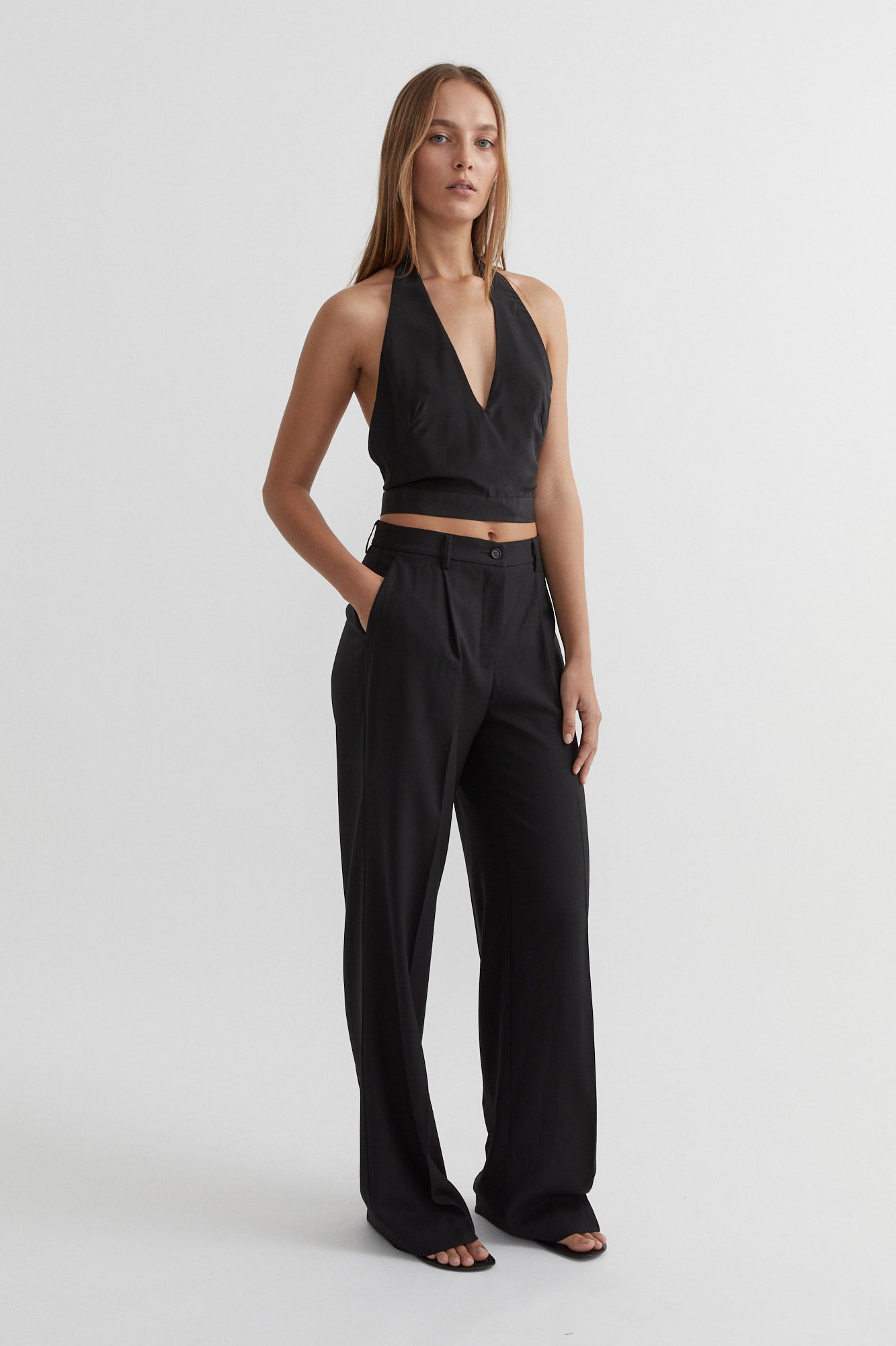 Silk Halterneck Top | Black $320