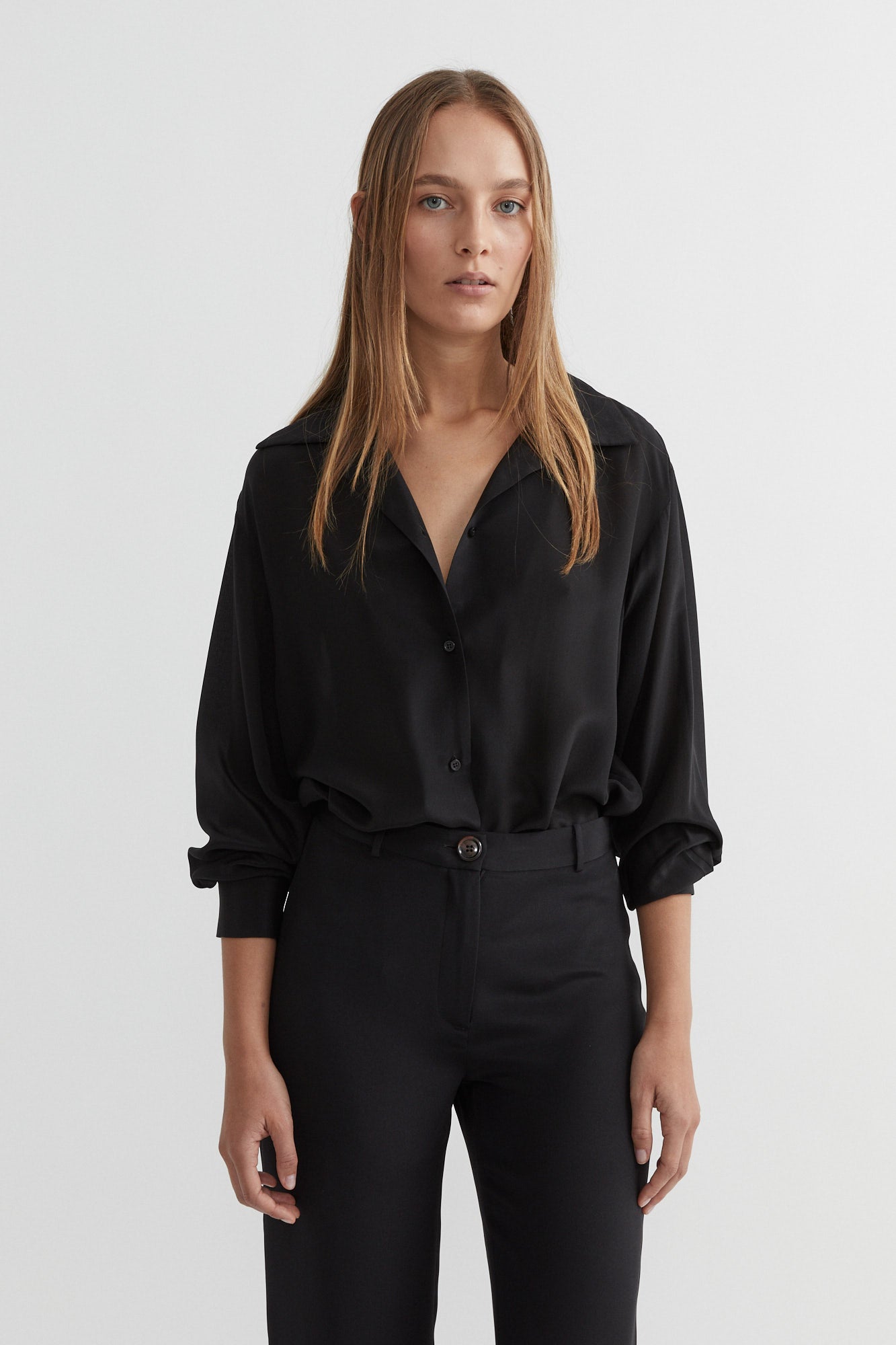 Classic Silk Shirt | Black $380