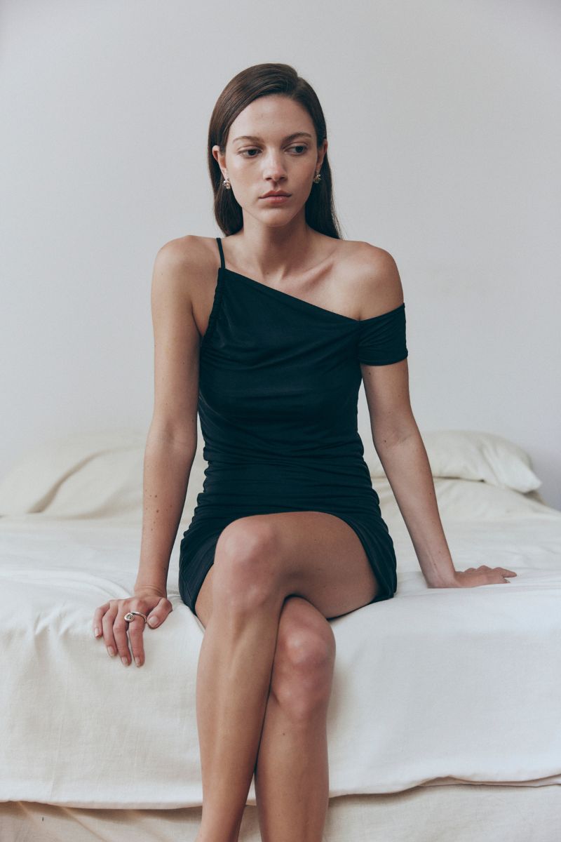 Asymmetric Mini Dress | Black $349