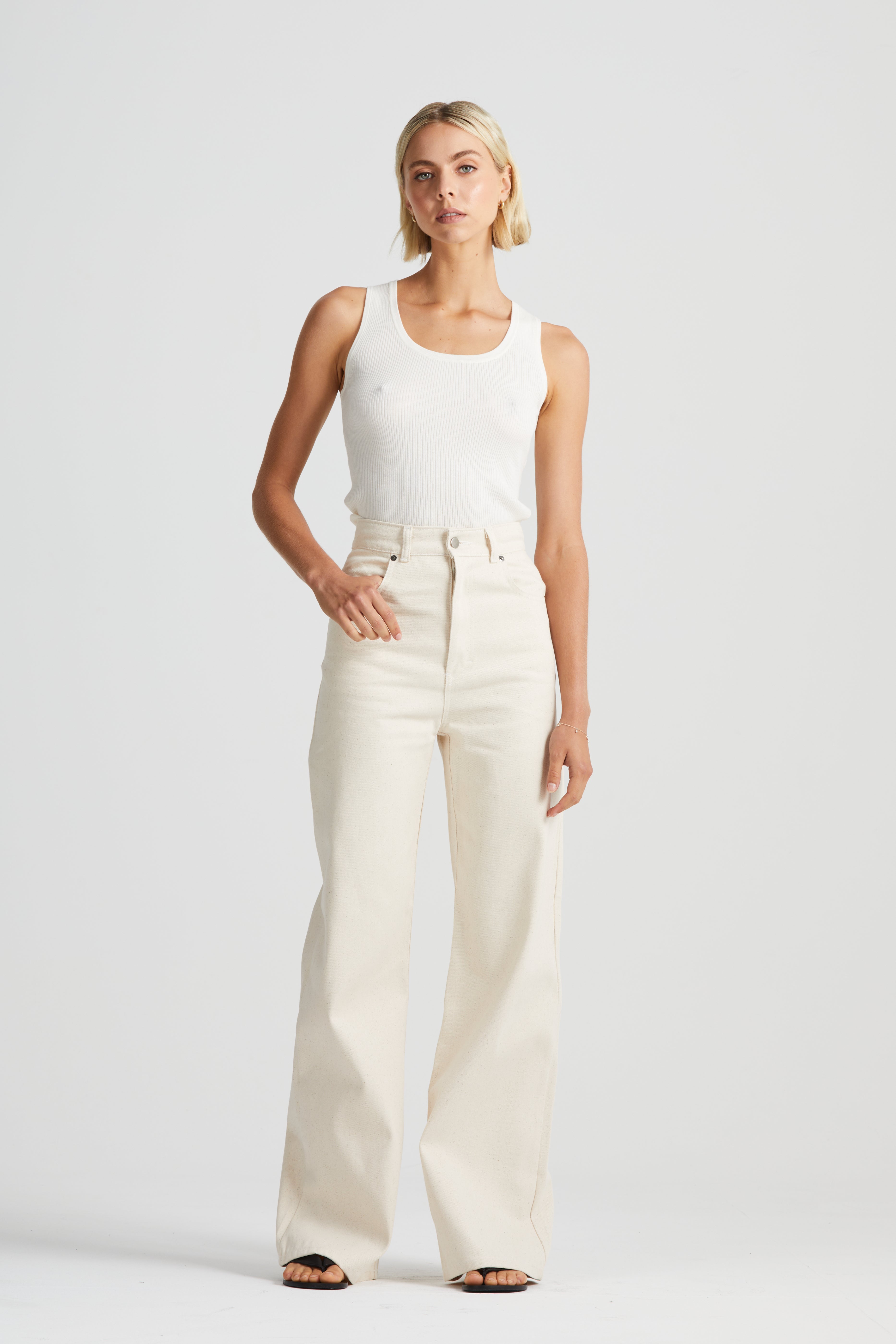 The Monogram Regenerated Wide Leg Puddle Jean | Natural $435