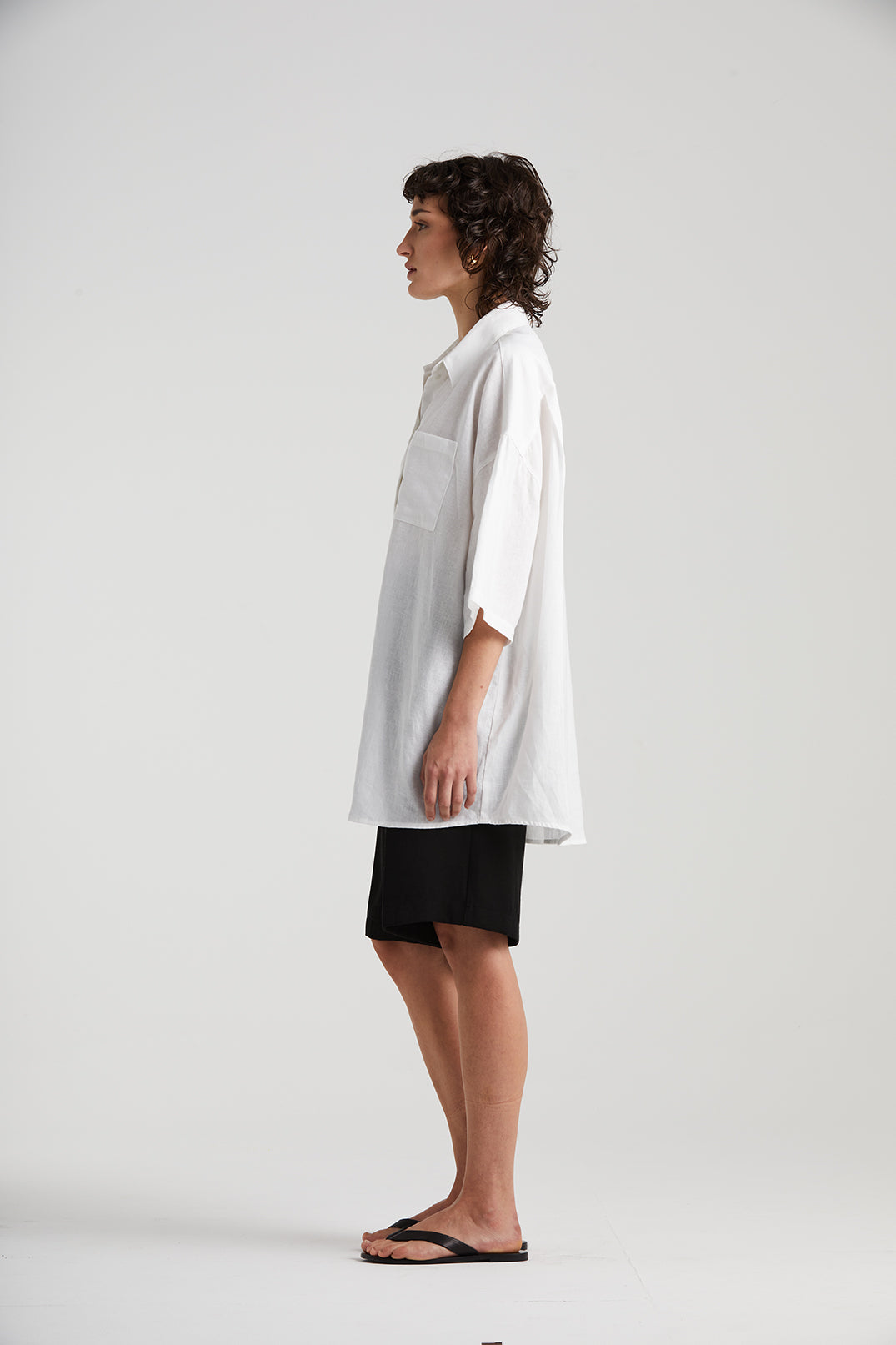 The Relaxed Short Sleeve Shirt | White Linen $370