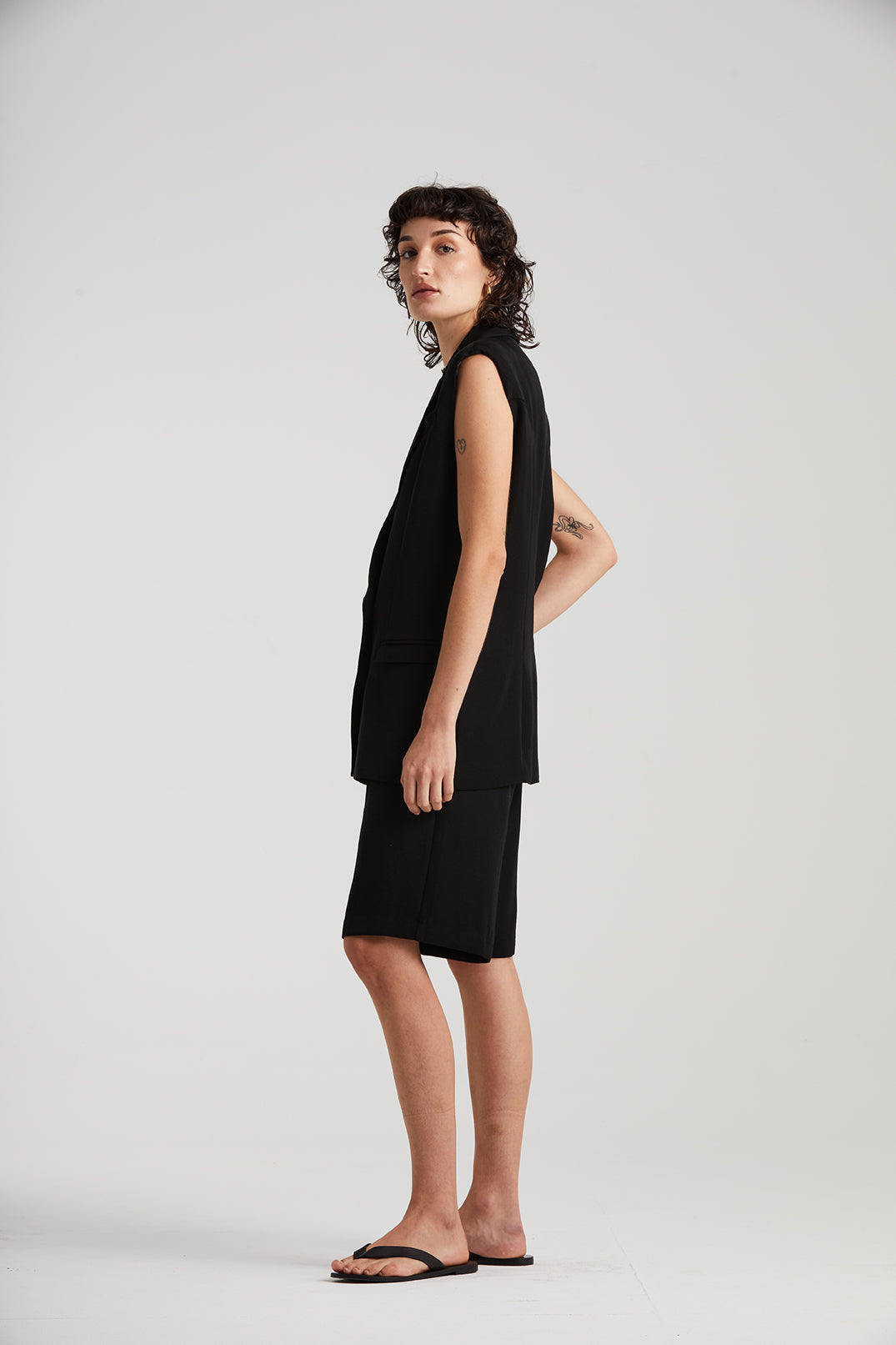 The Sleeveless Double Breasted Blazer | Black $499