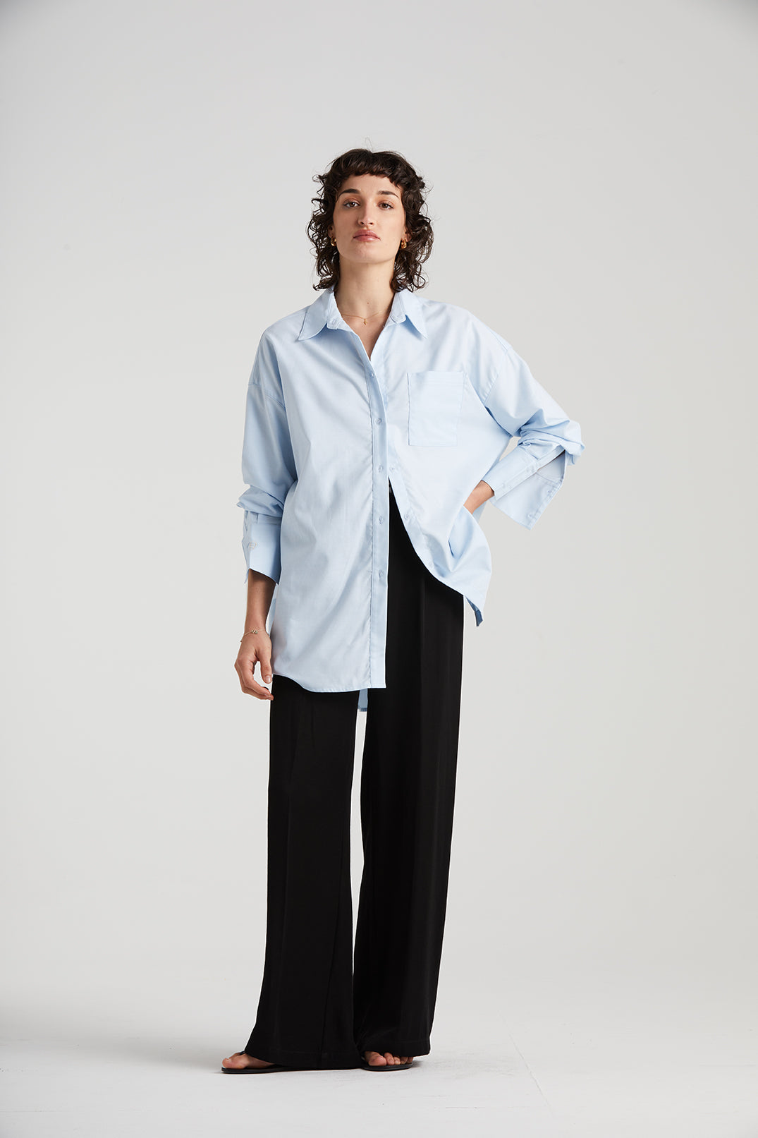 The Signature Relaxed Monogrammed Cotton Shirt | Blue Oxford  $449