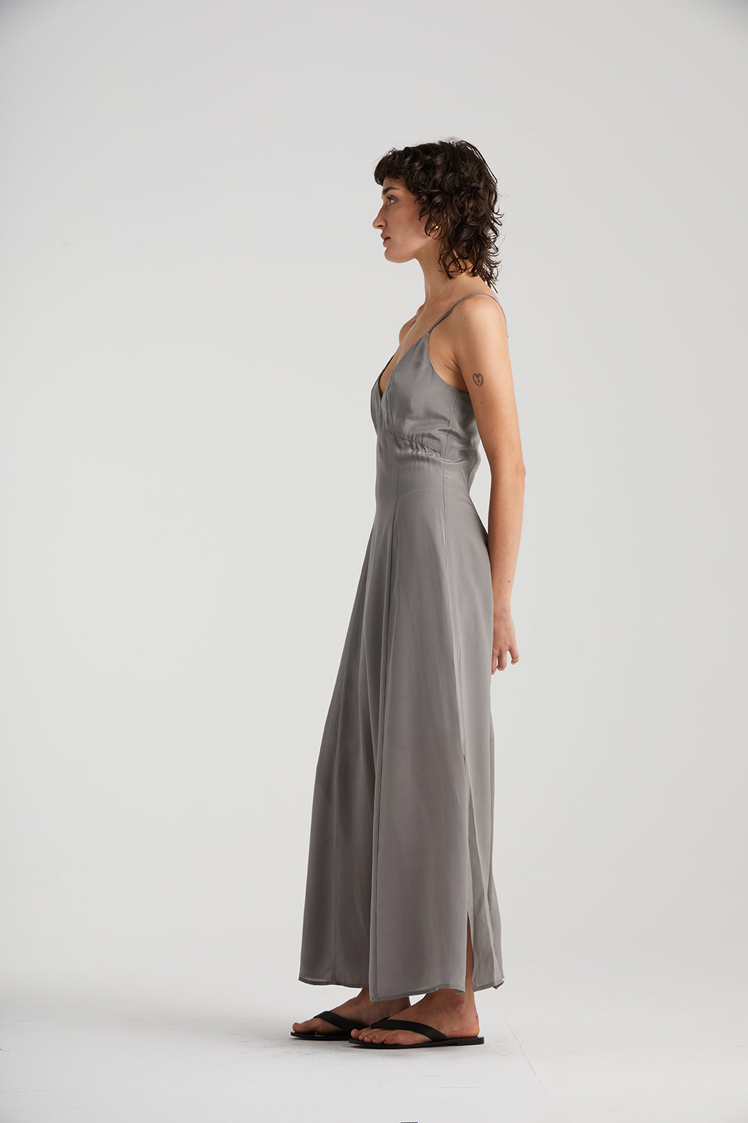 The Forever Silk Panelled Dress | Grey Steel $360