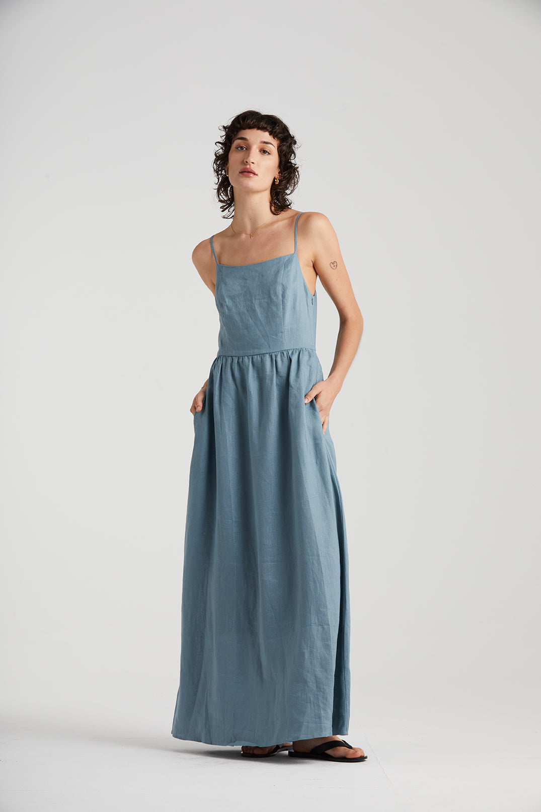 The Essential Everyday Linen Maxi Dress | Hailstorm $330
