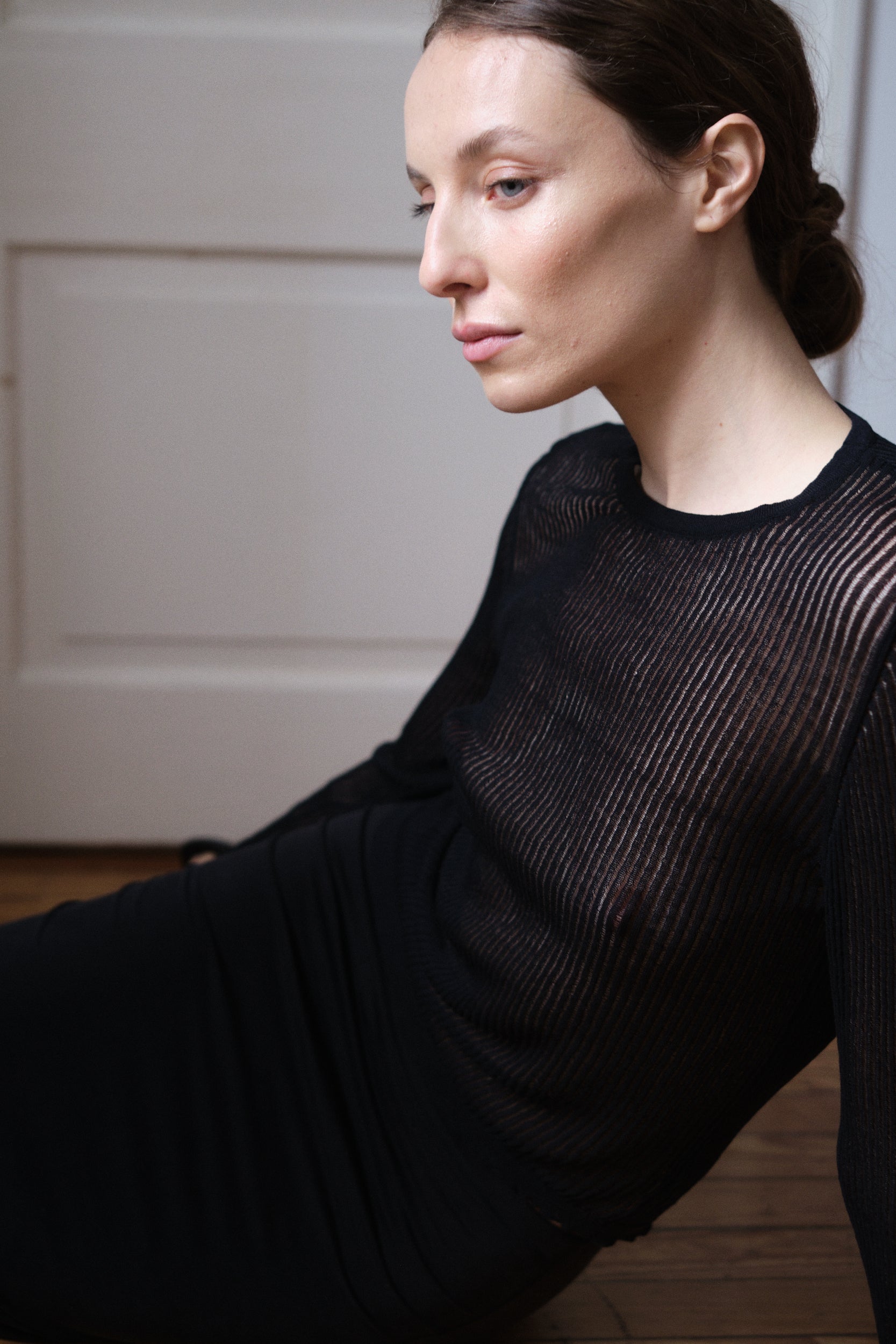 Sheer Knit Top | Black $229