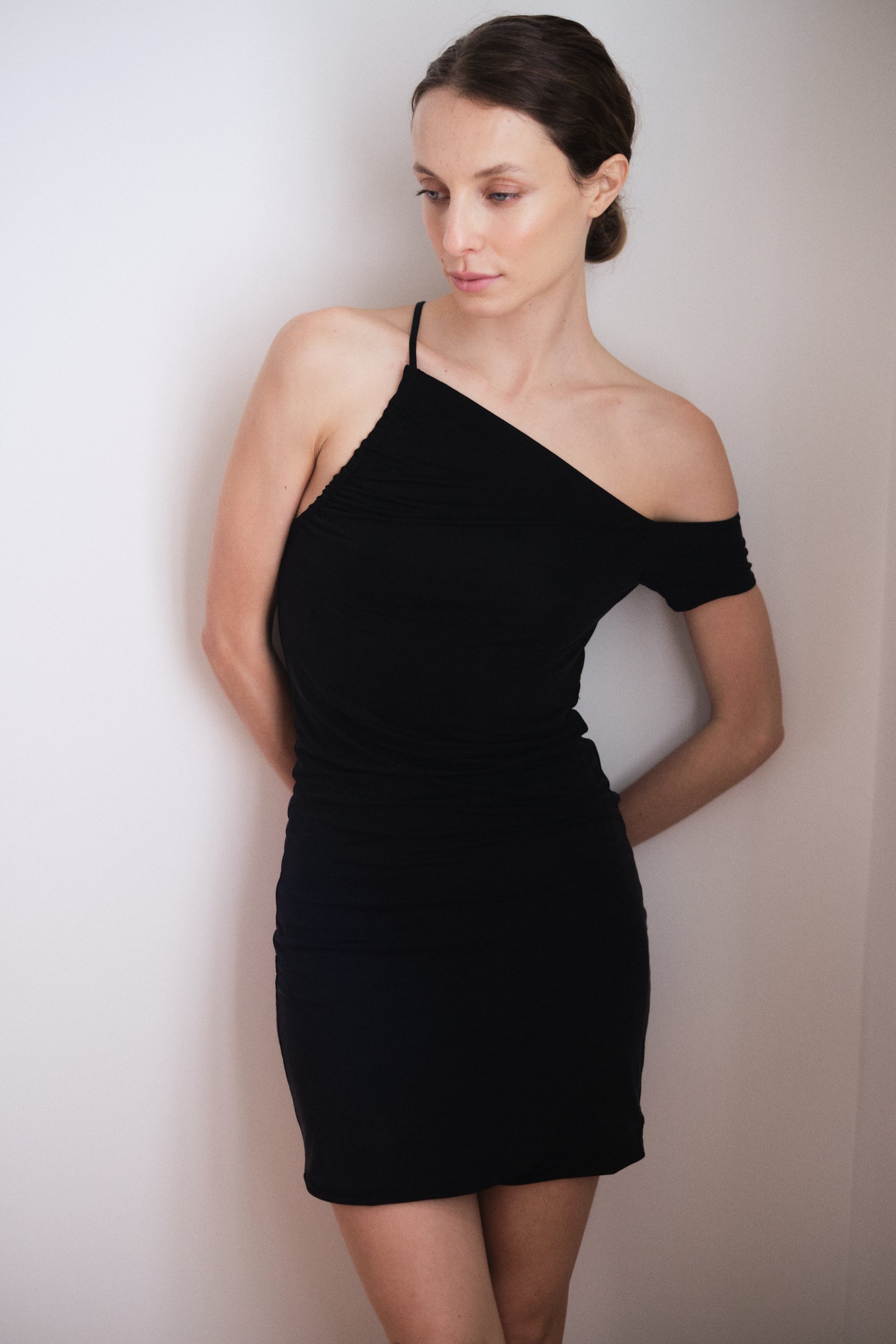 Asymmetric Mini Dress | Black $349